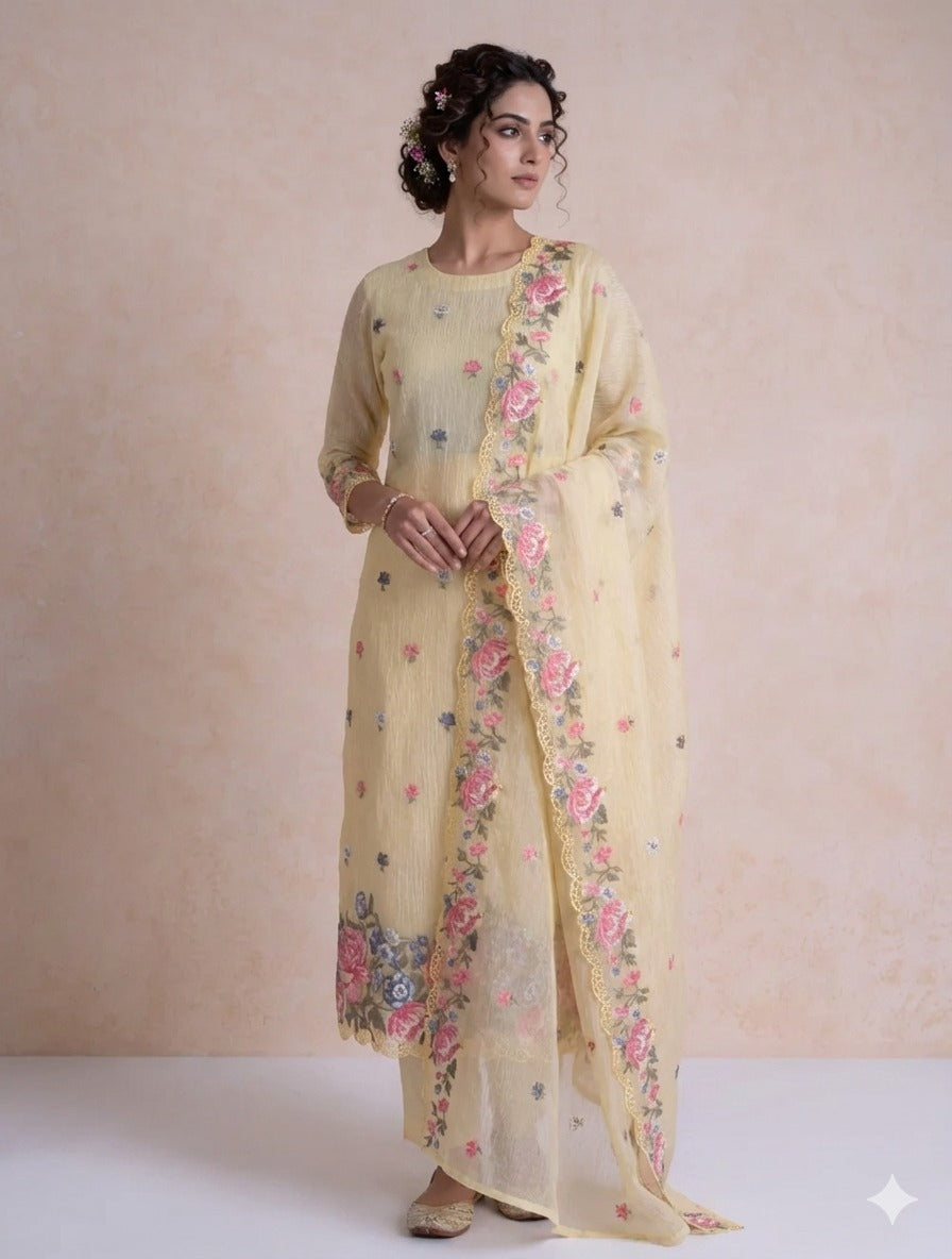 Luxe Yellow Shimmer Crush Organza