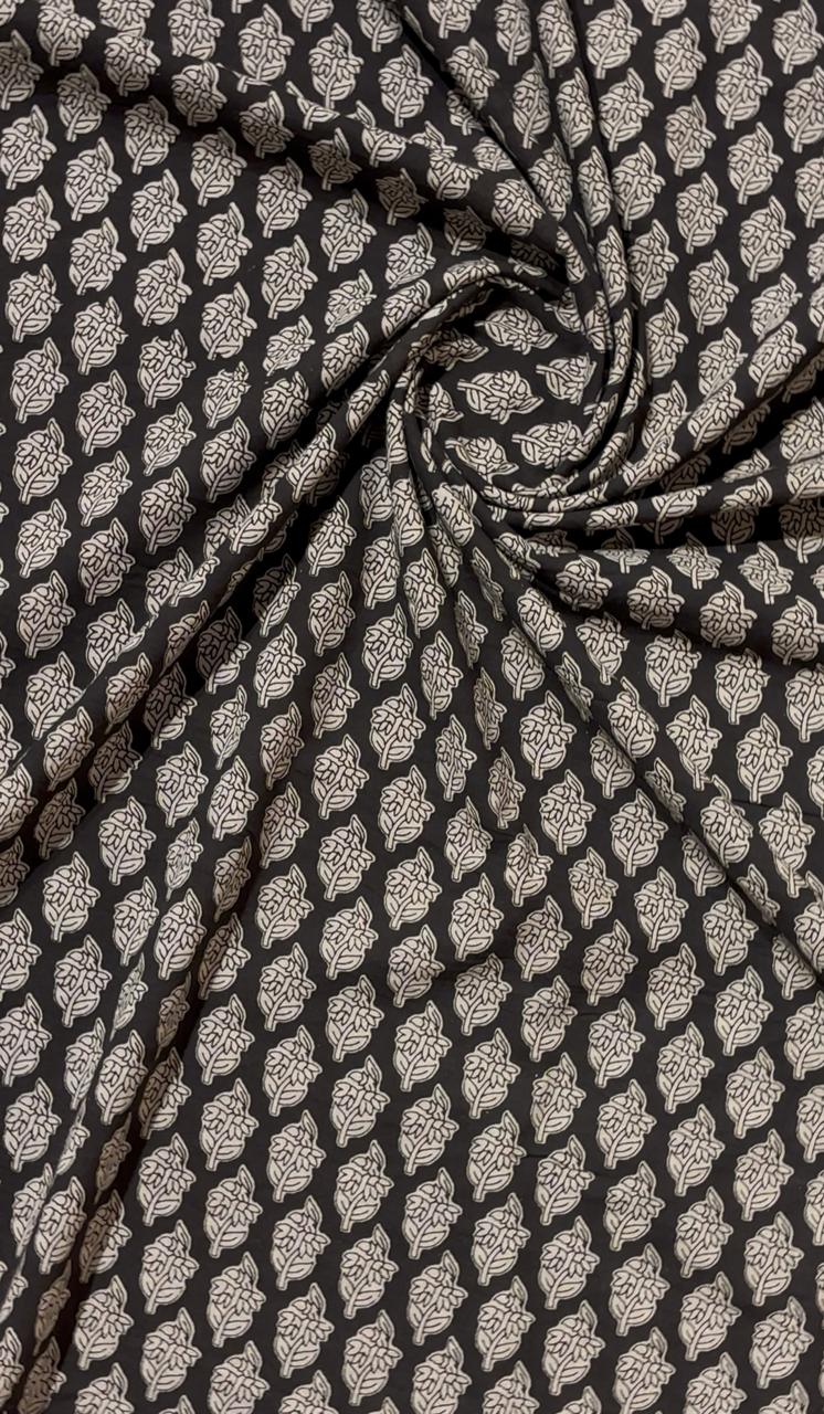 Afreen Organic Printed Black Cotton Fabric Sterling House