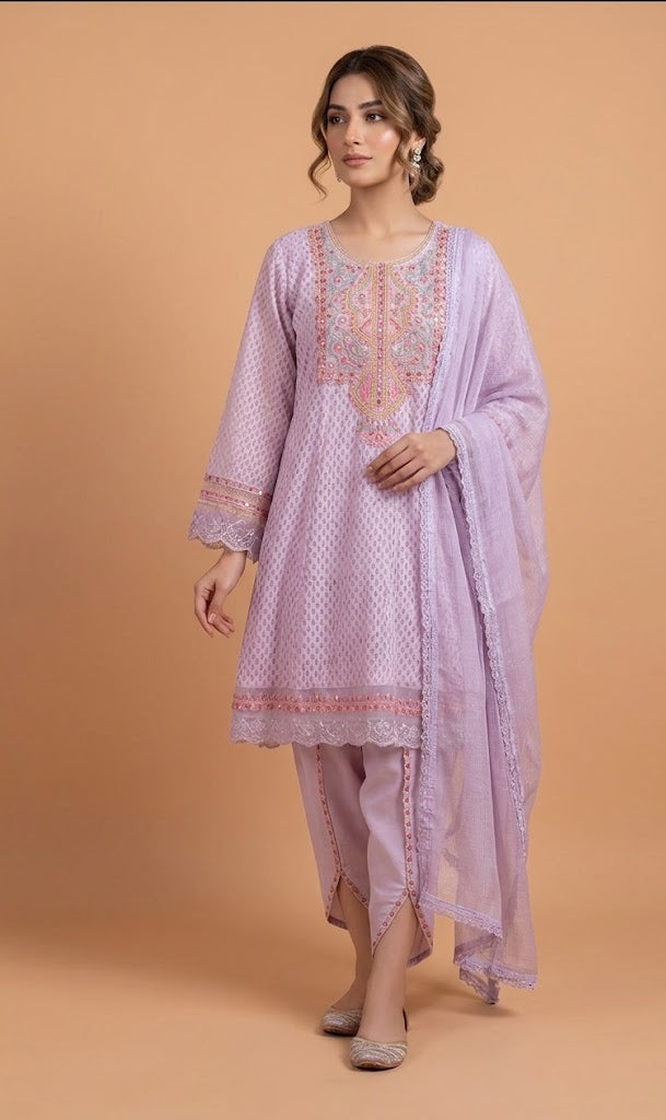Luxe Purple Anarkali Readymade set
