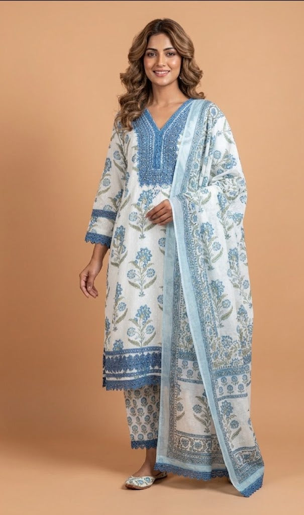 Luxe White with Blue Readymade Set