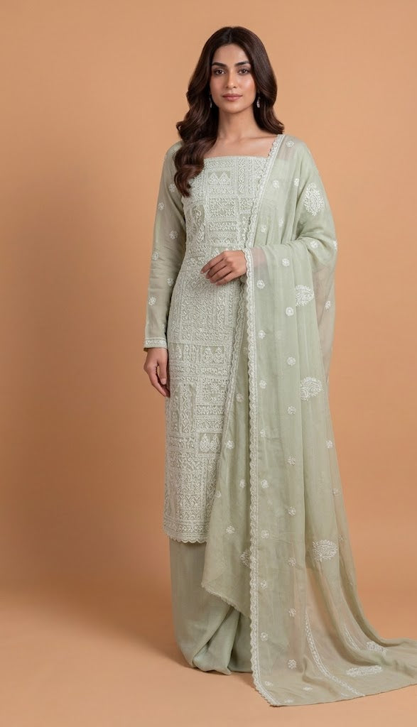 Anokhi Green Cotton Unstitched suit