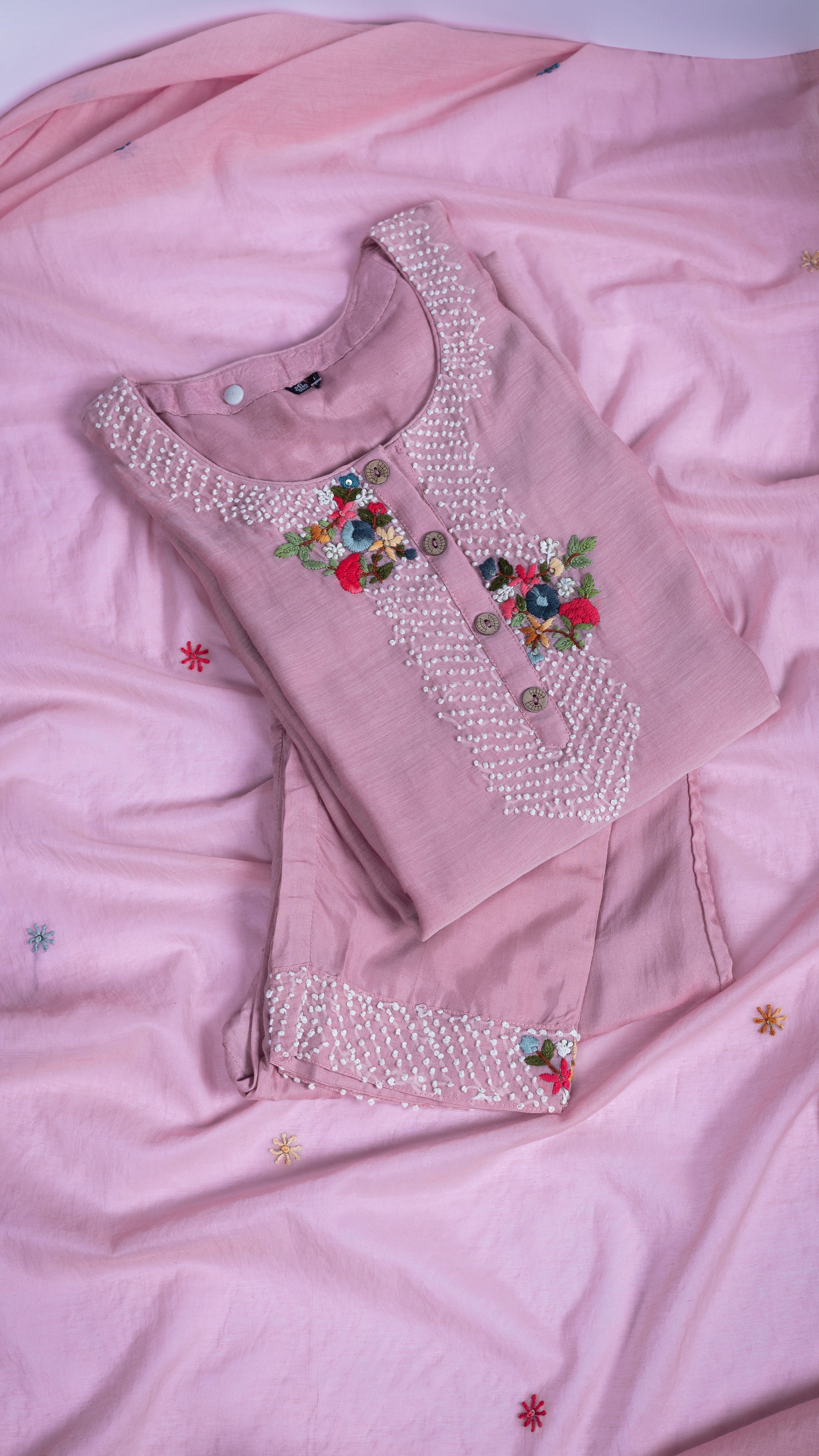 Luxe Pink Mul Cotton Suit set