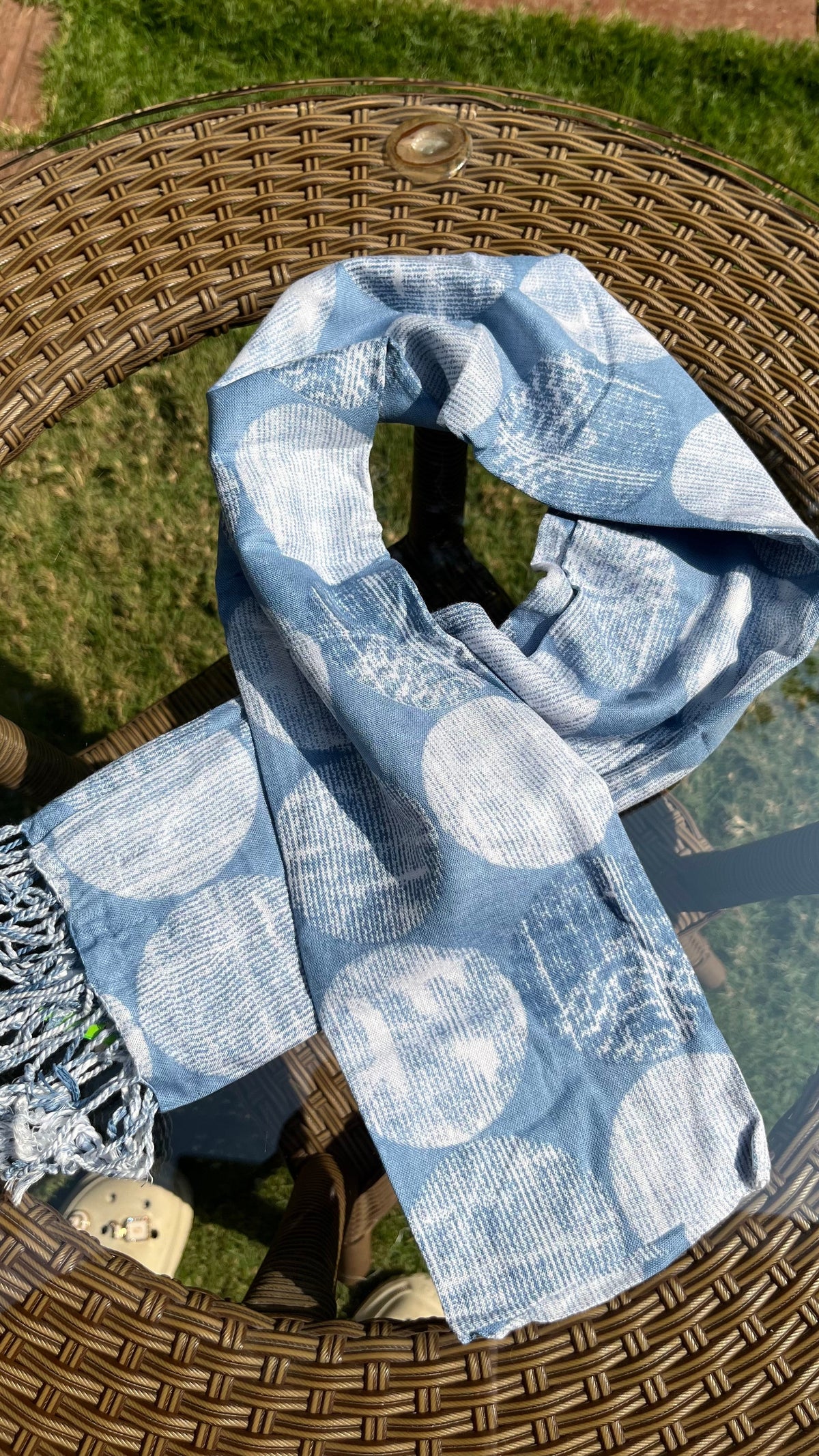 Sky Blue Printed Cotton Dupatta Sterling House