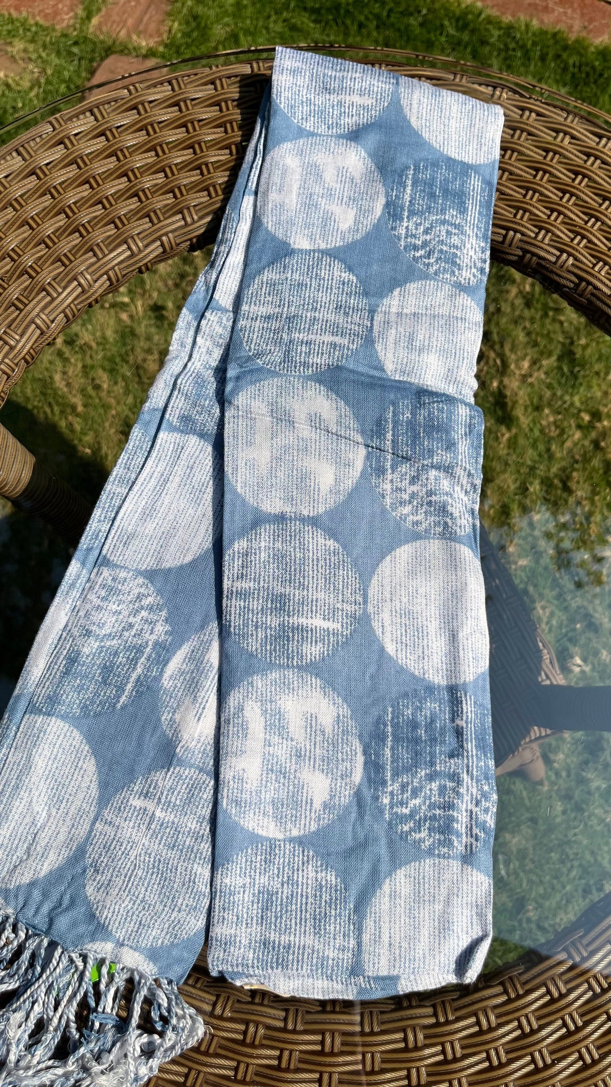 Sky Blue Printed Cotton Dupatta Sterling House
