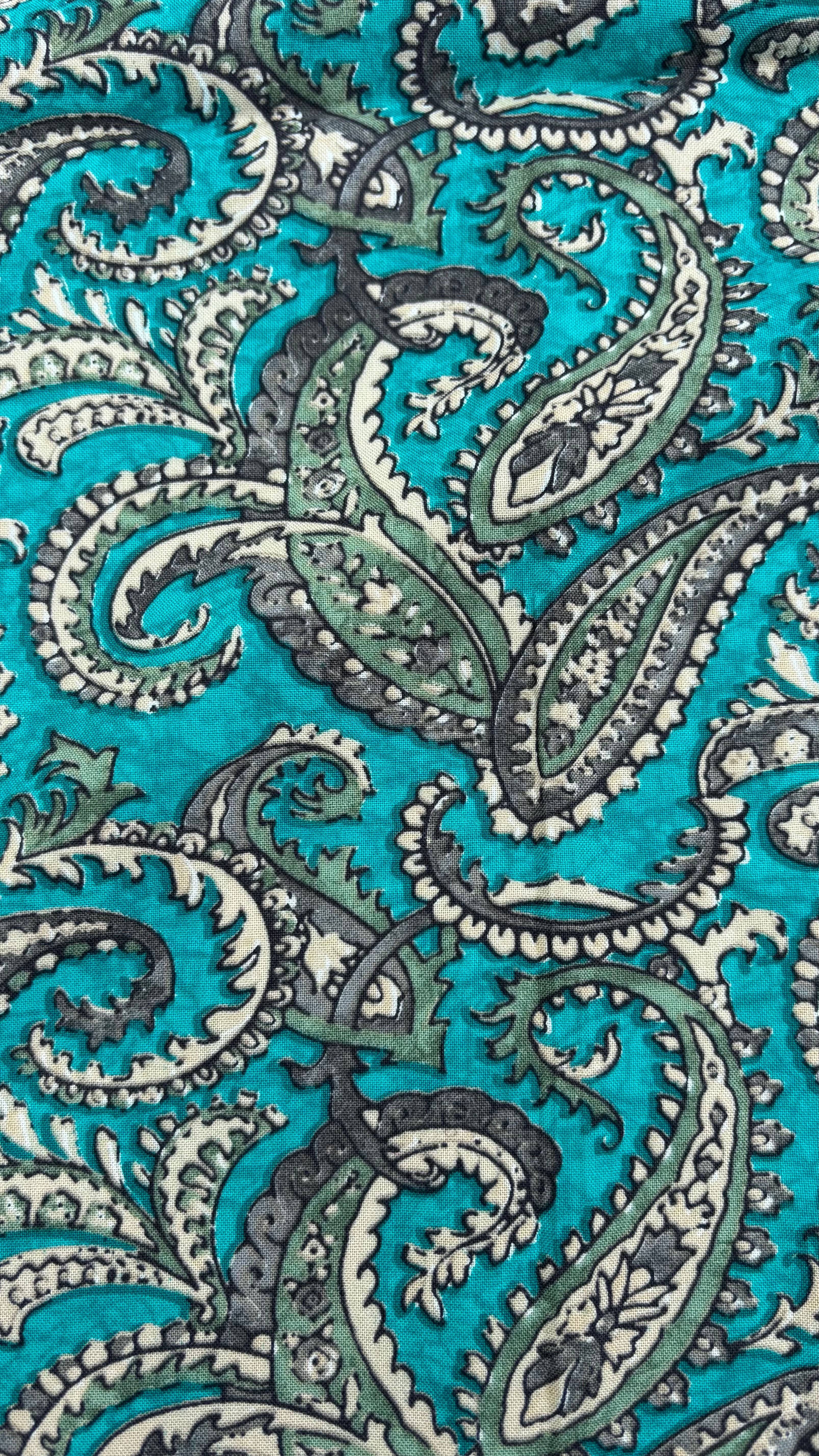 Turquoise Muslin Paisley Fabric Sterling House
