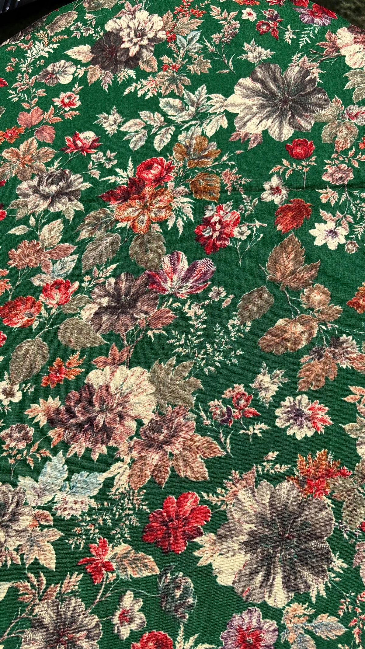 Emerald Green Floral Printed Rayon Fabric