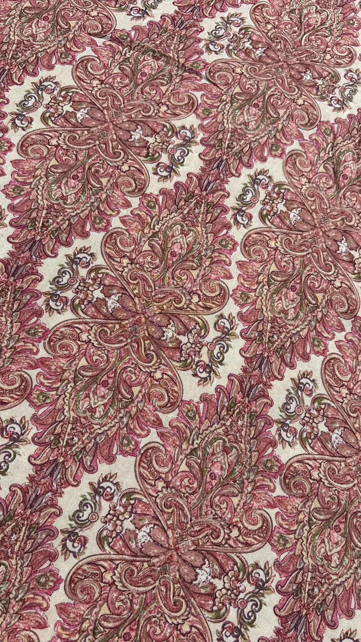 Dusty Rose Paisley Baroque Rayon Fabric