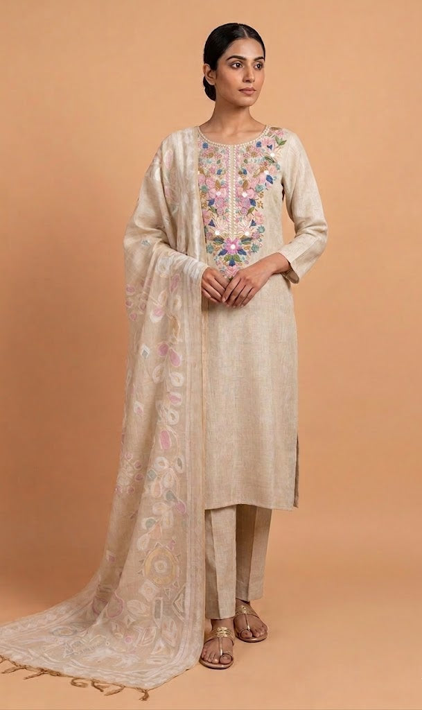 Linen Cotton Unstitched suit set