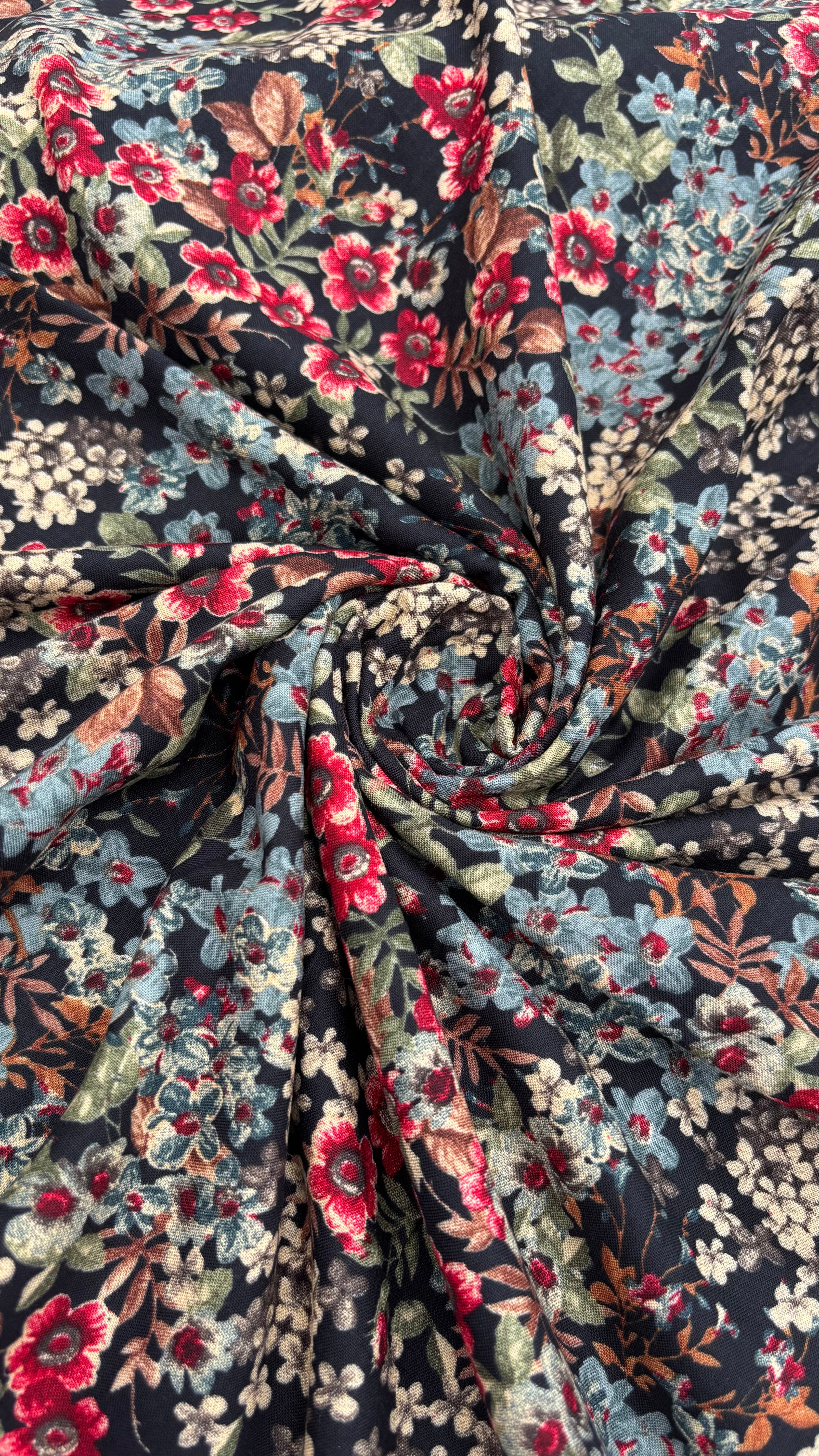Black Muslin Floral Fabric Sterling House