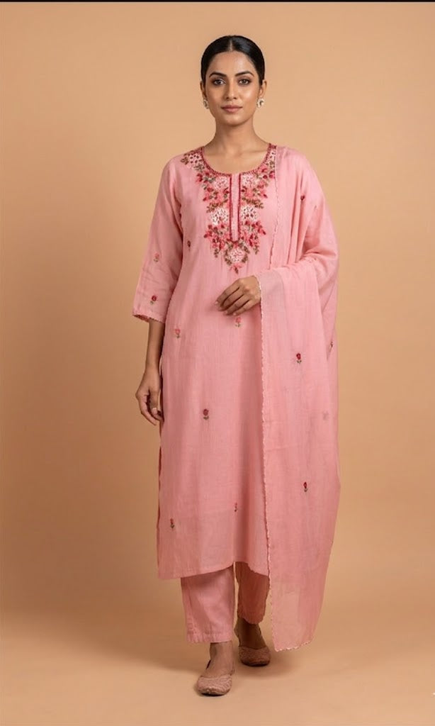 Roze Pink Cotton Readymade Set