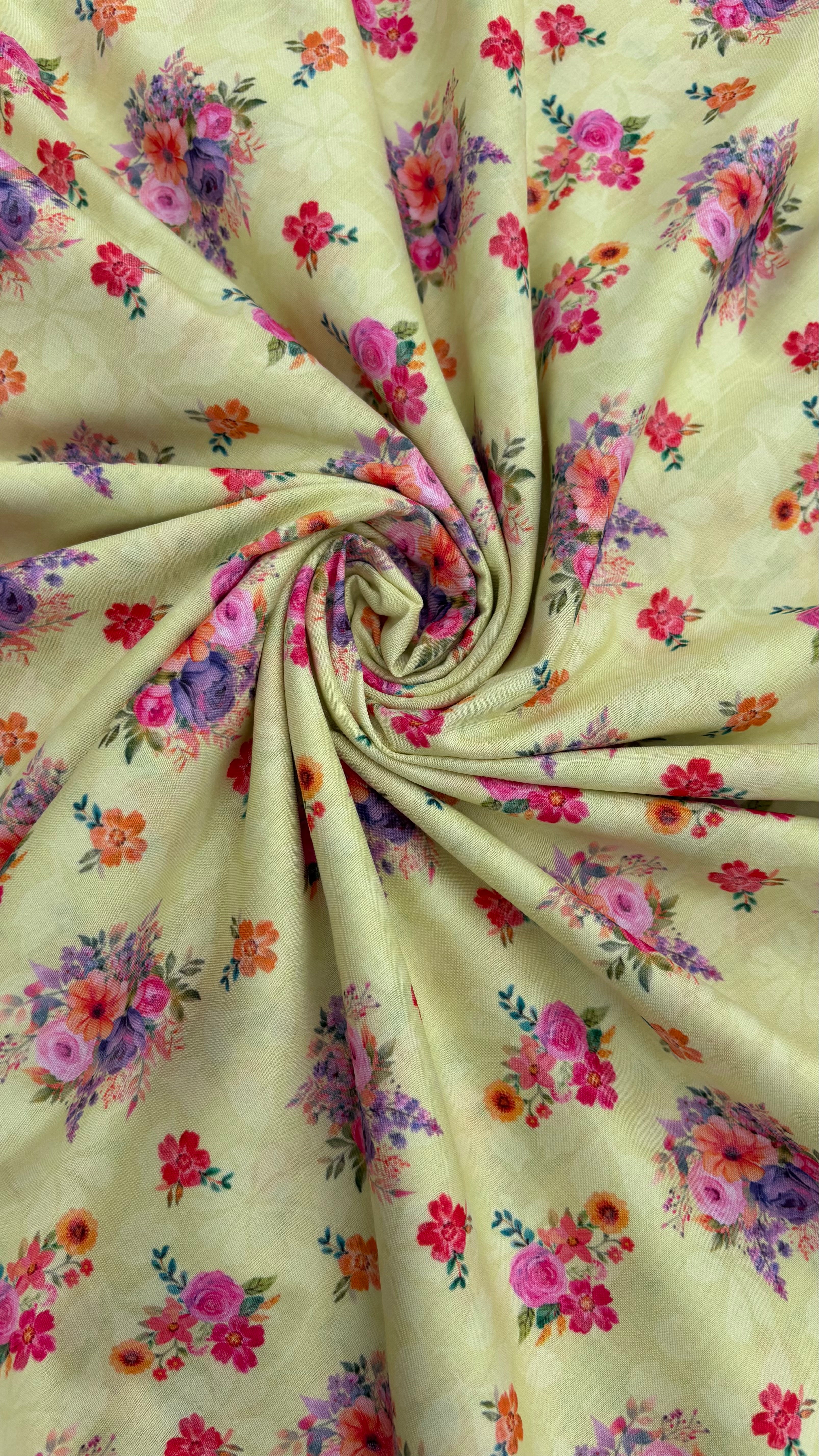 Yellow Floral Cotton Fabric Sterling House