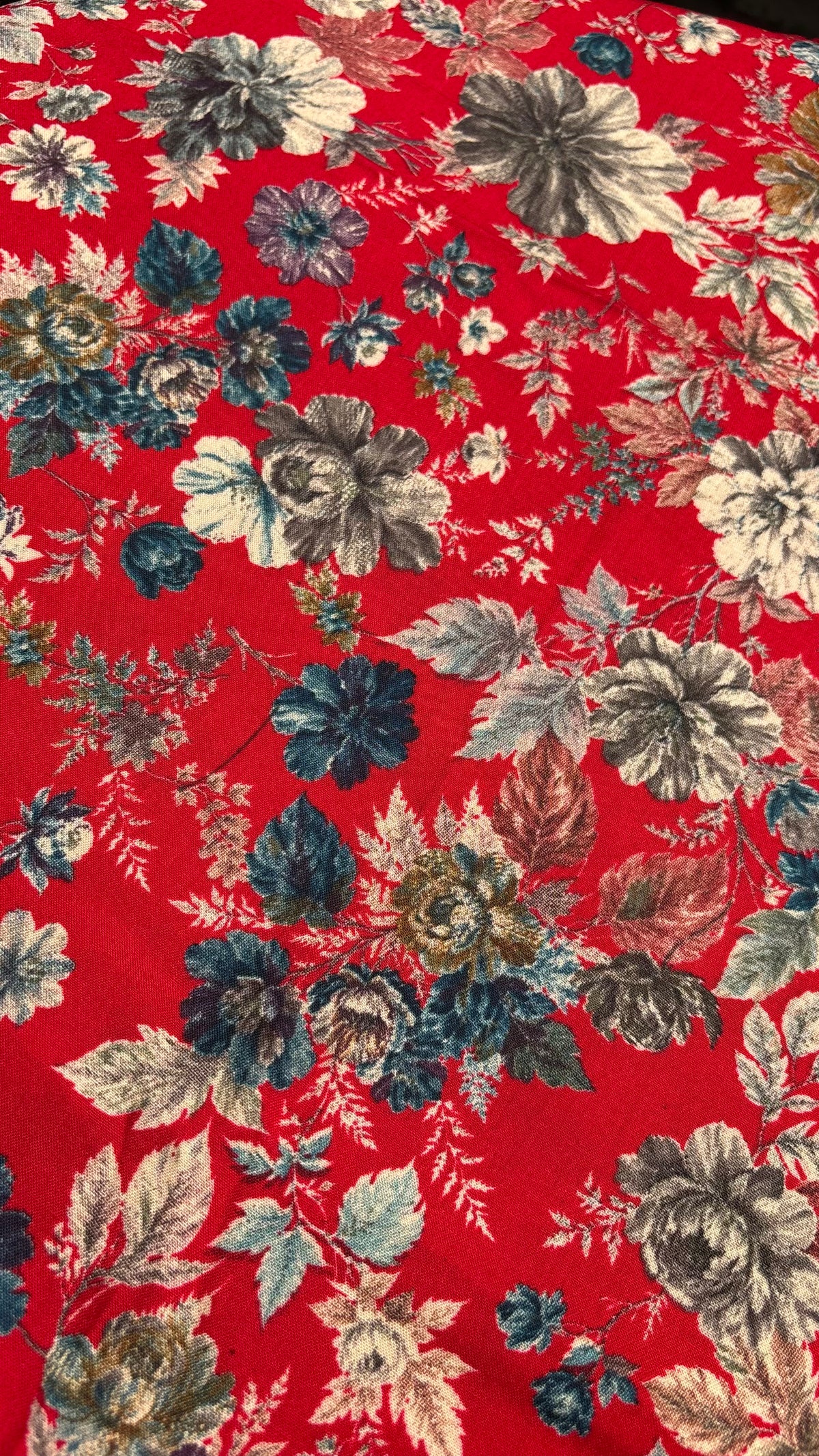 Red Floral Printed Rayon Fabric