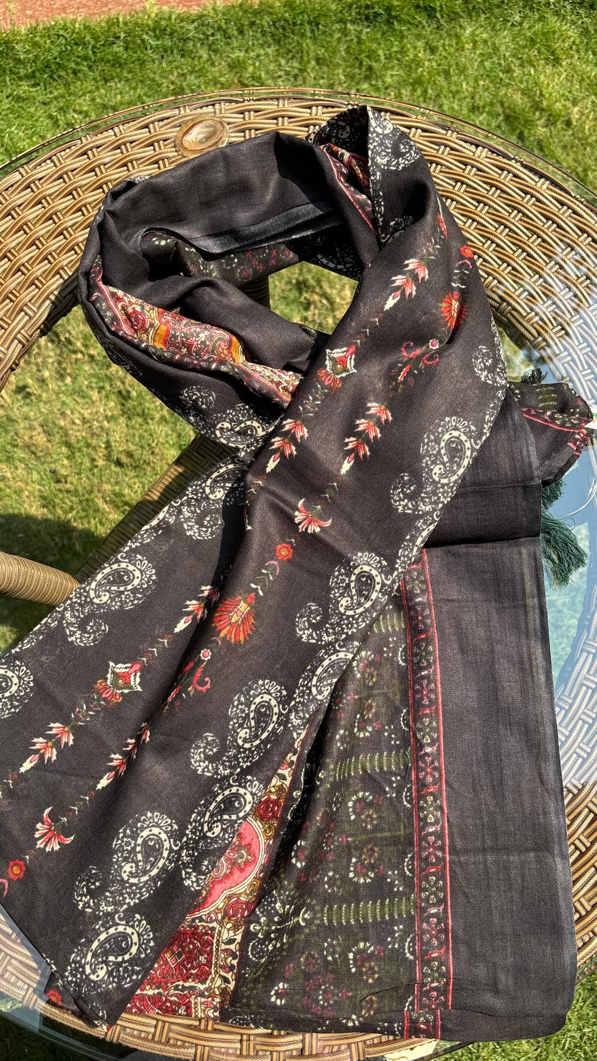 Black Printed Cotton Dupatta Sterling House