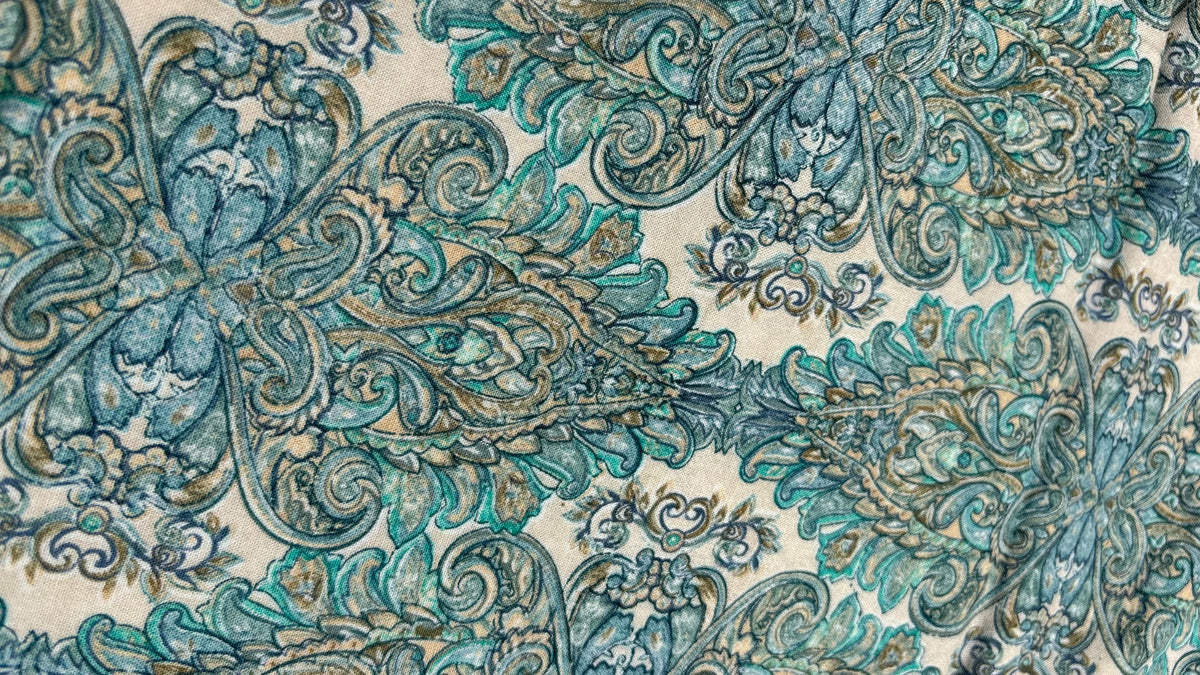 Blue Paisley Printed Rayon Fabric