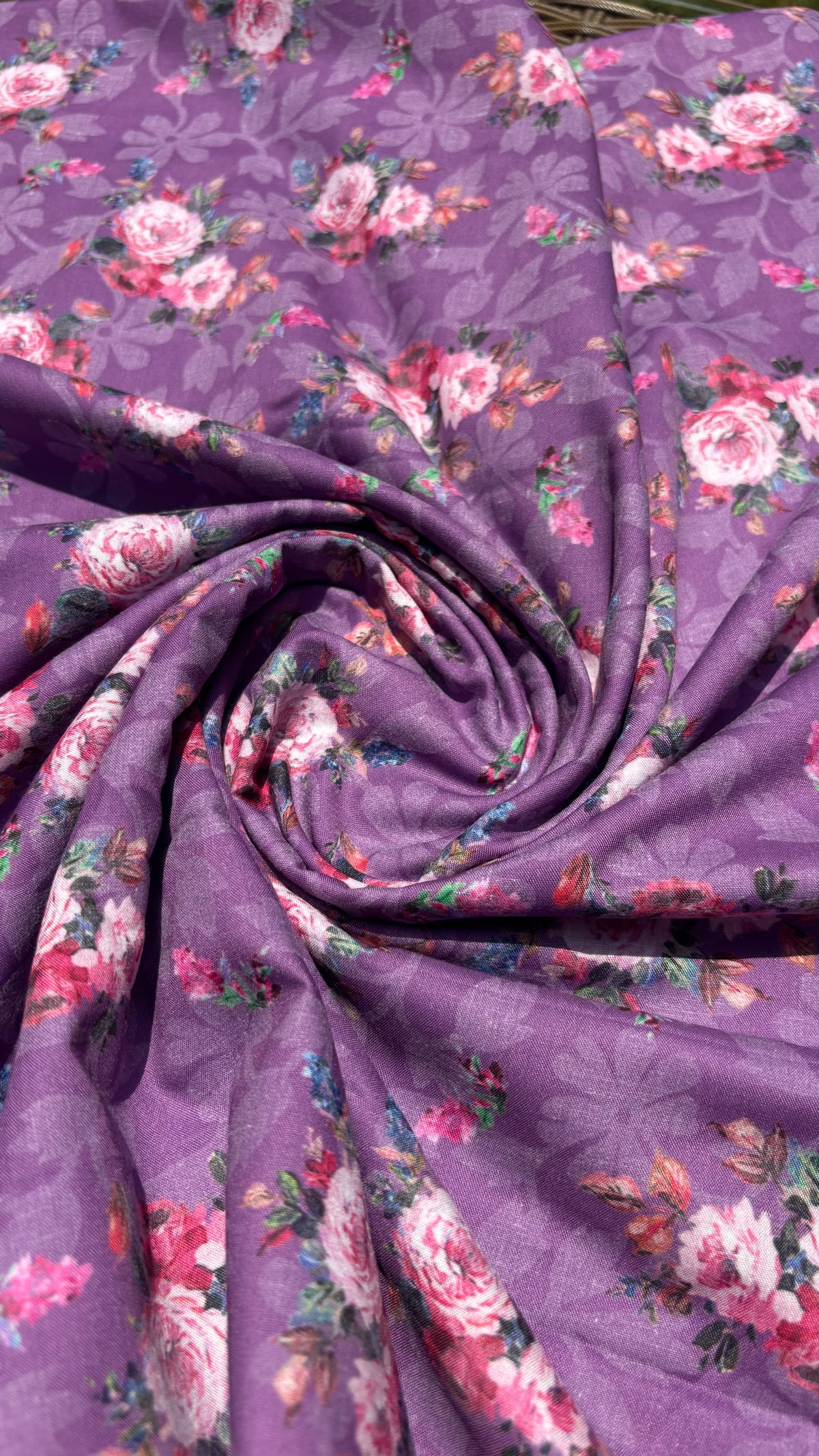 Purple Rose Floral Fabric Sterling House