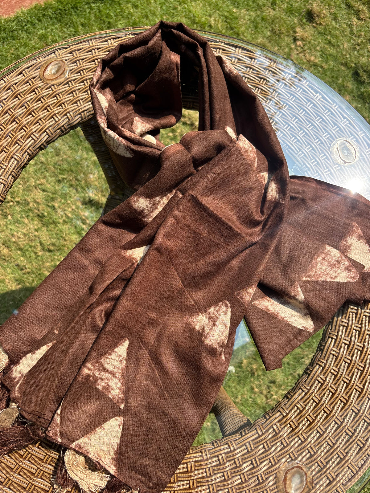 Deep Brown Printed Cotton Dupatta Sterling house