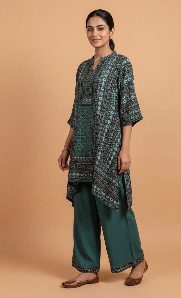Luxe Teal Muslin Readymade set