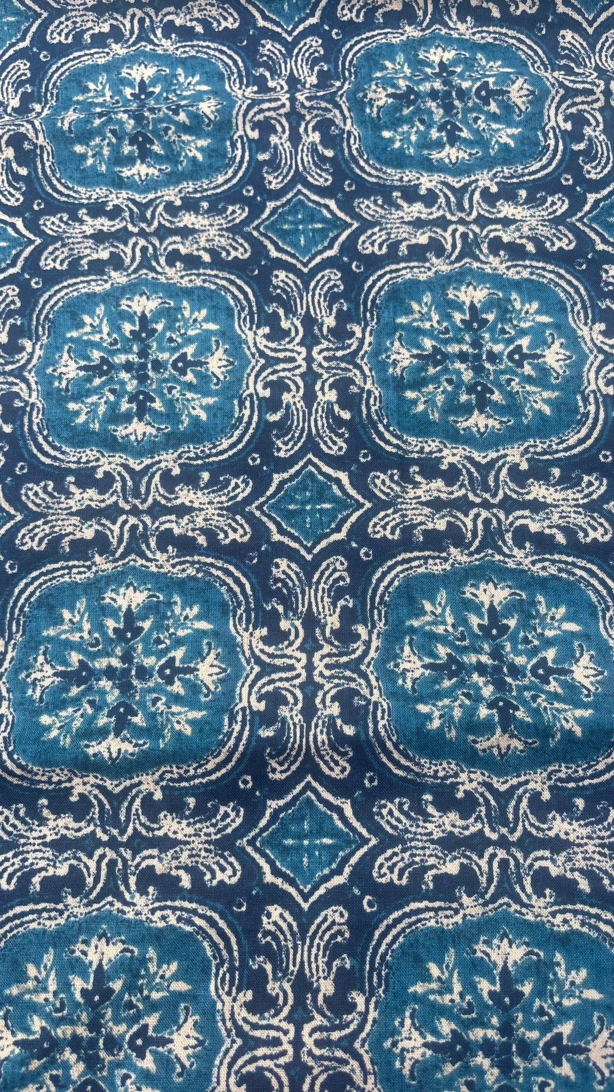 Blue Ornamental Rayon Fabric Sterling House
