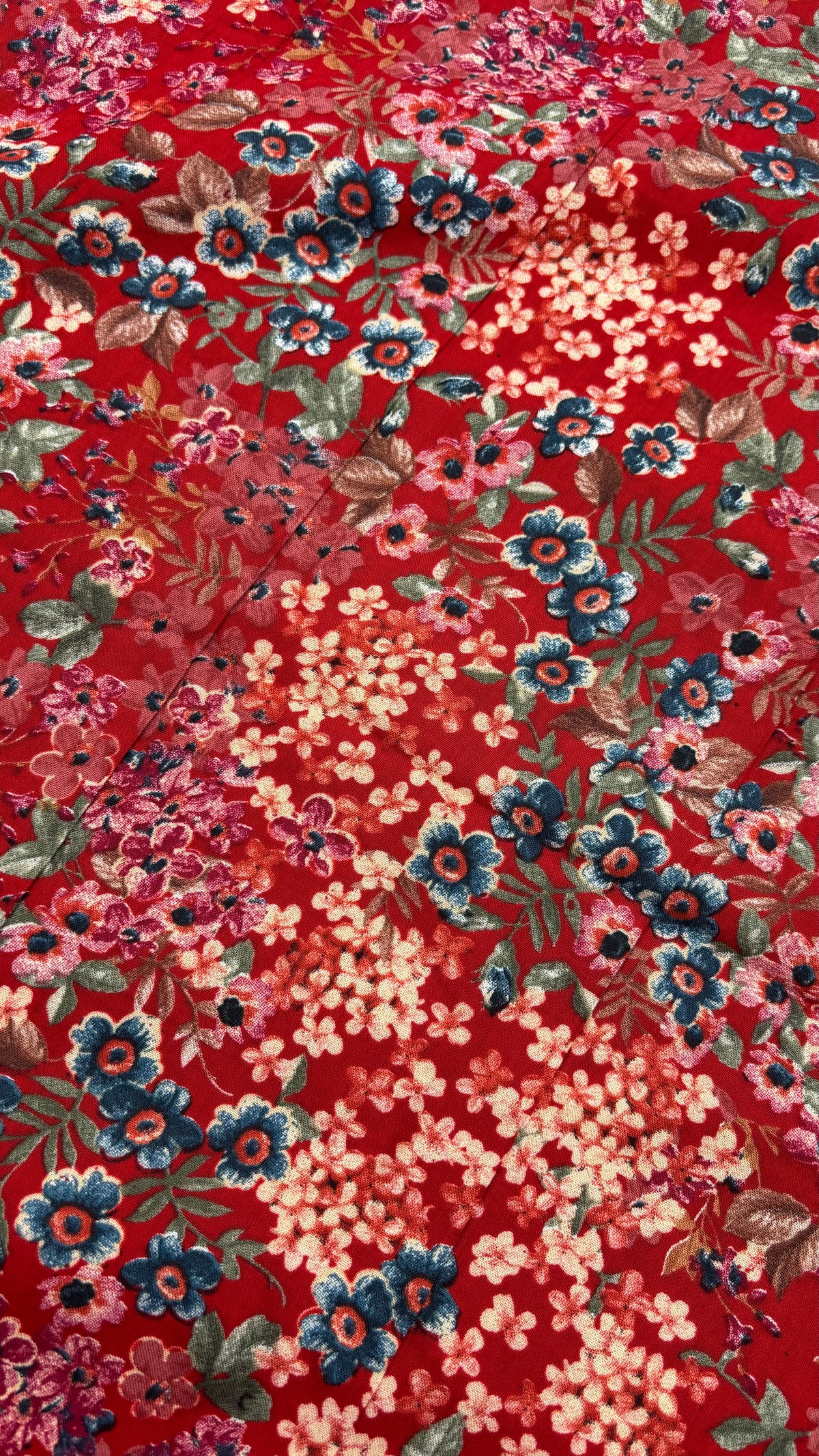 Red Muslin Floral Fabric Sterling House