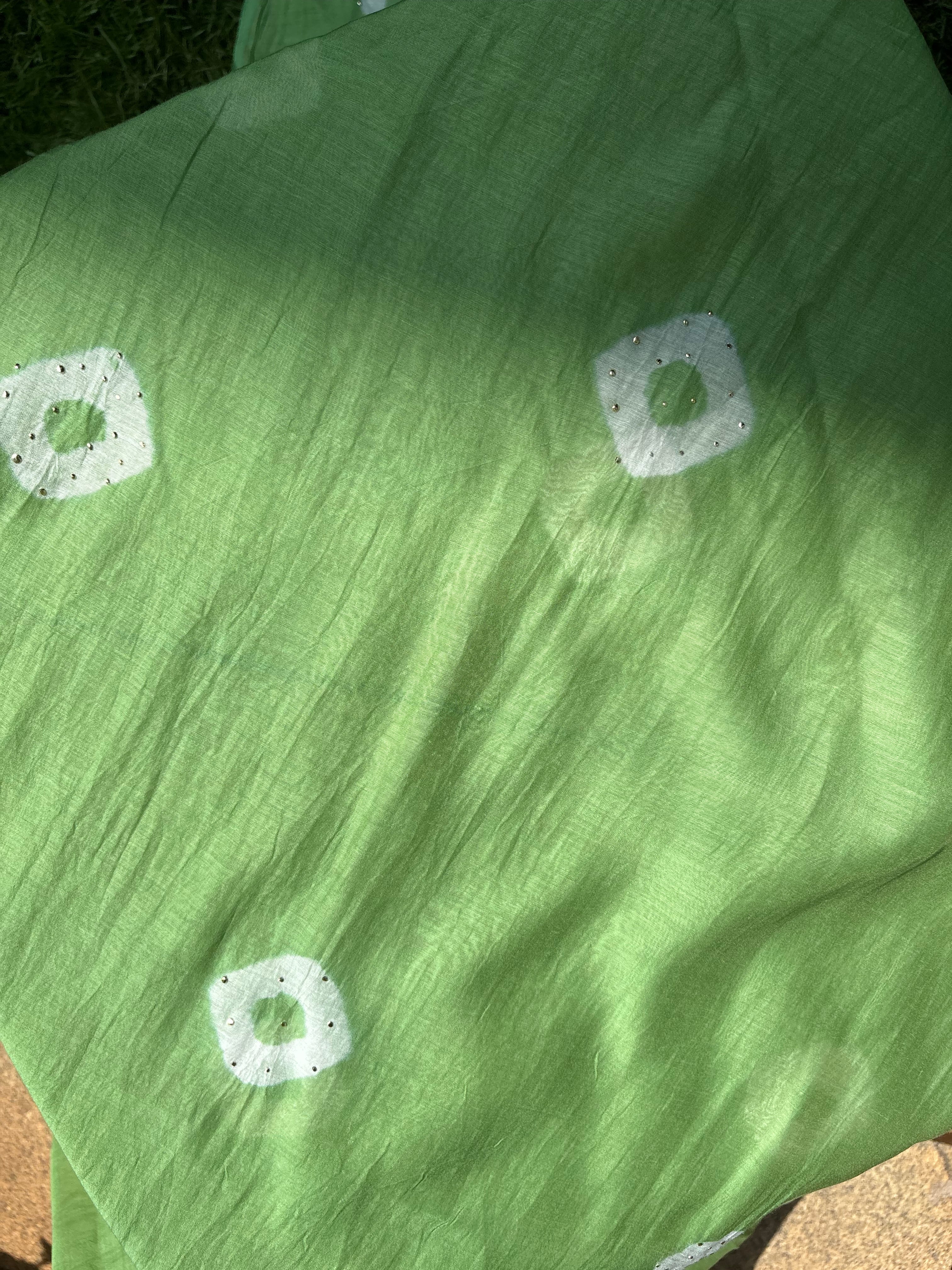 Afreen Green Bandhani Cotton Fabric