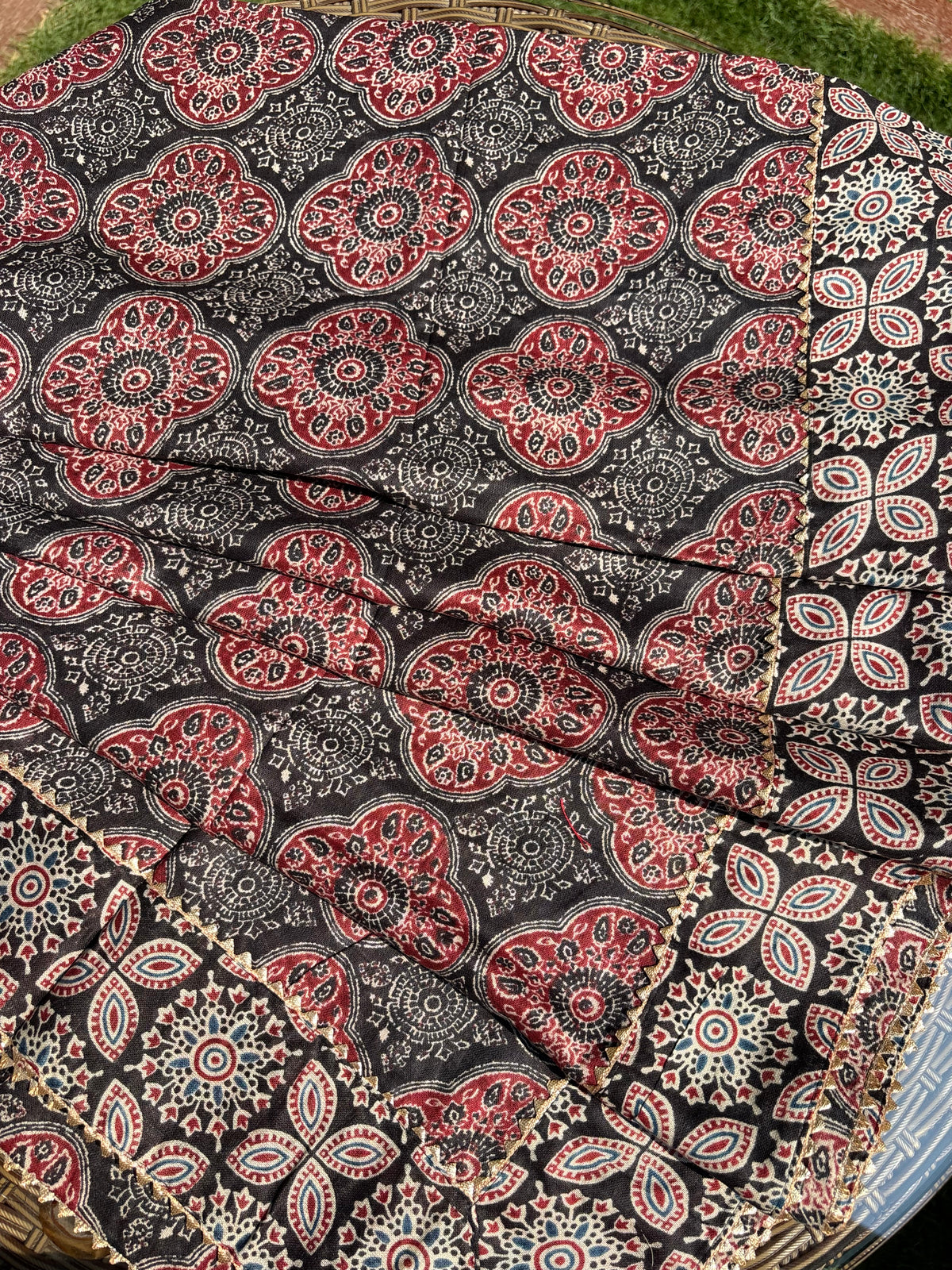 Black Geometric Block Printed Dupatta Sterling House