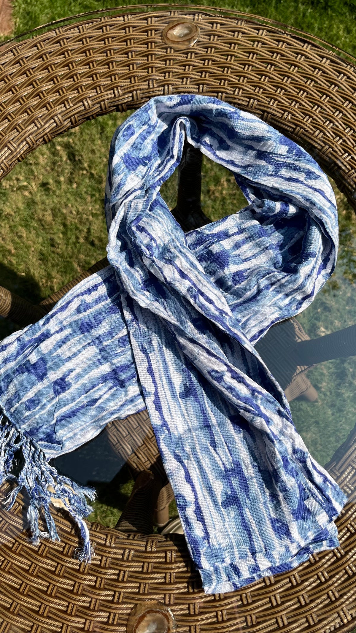 Blue & White Printed Cotton Dupatta Sterling House