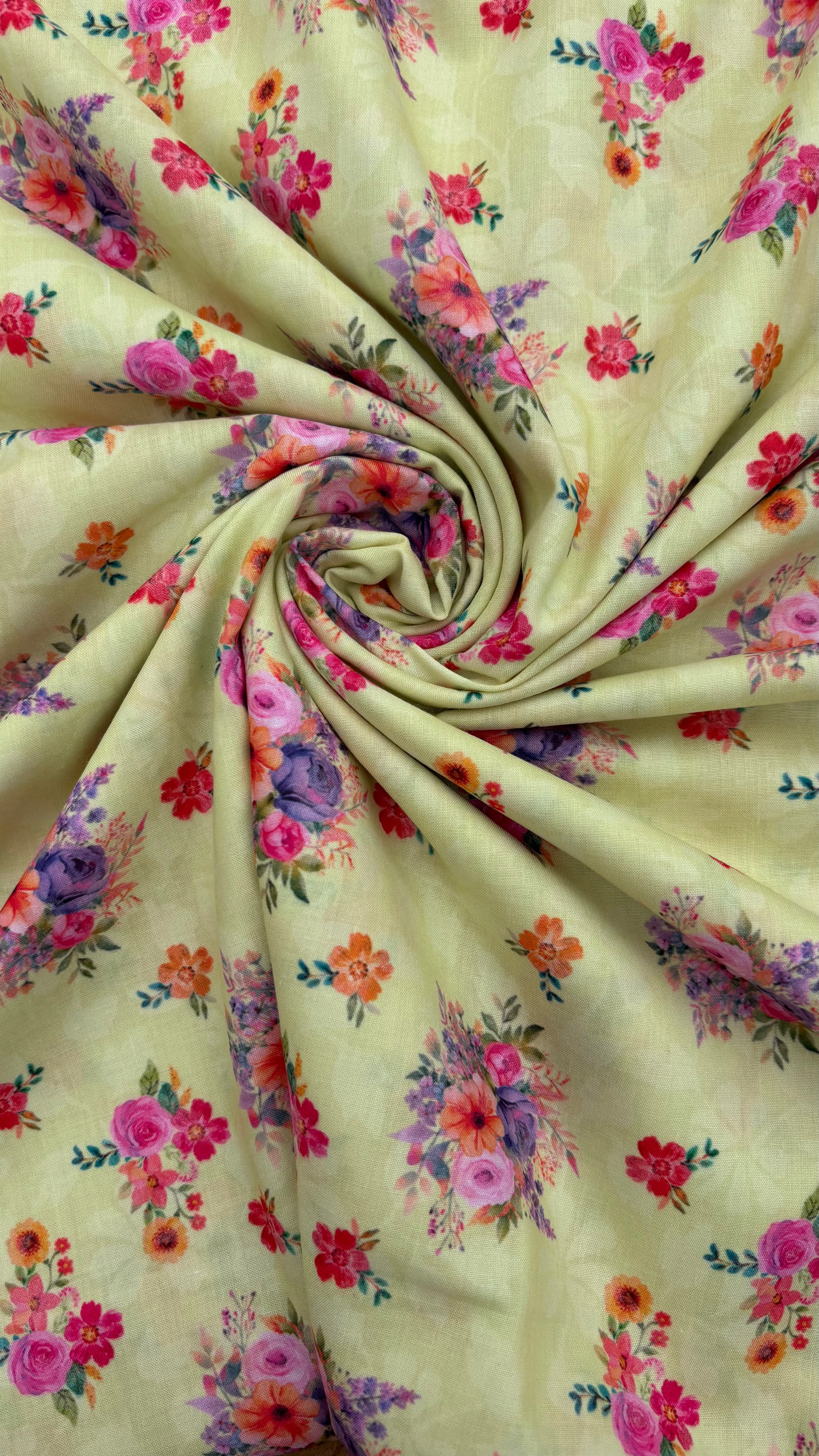 Yellow Floral Cotton Fabric Sterling House