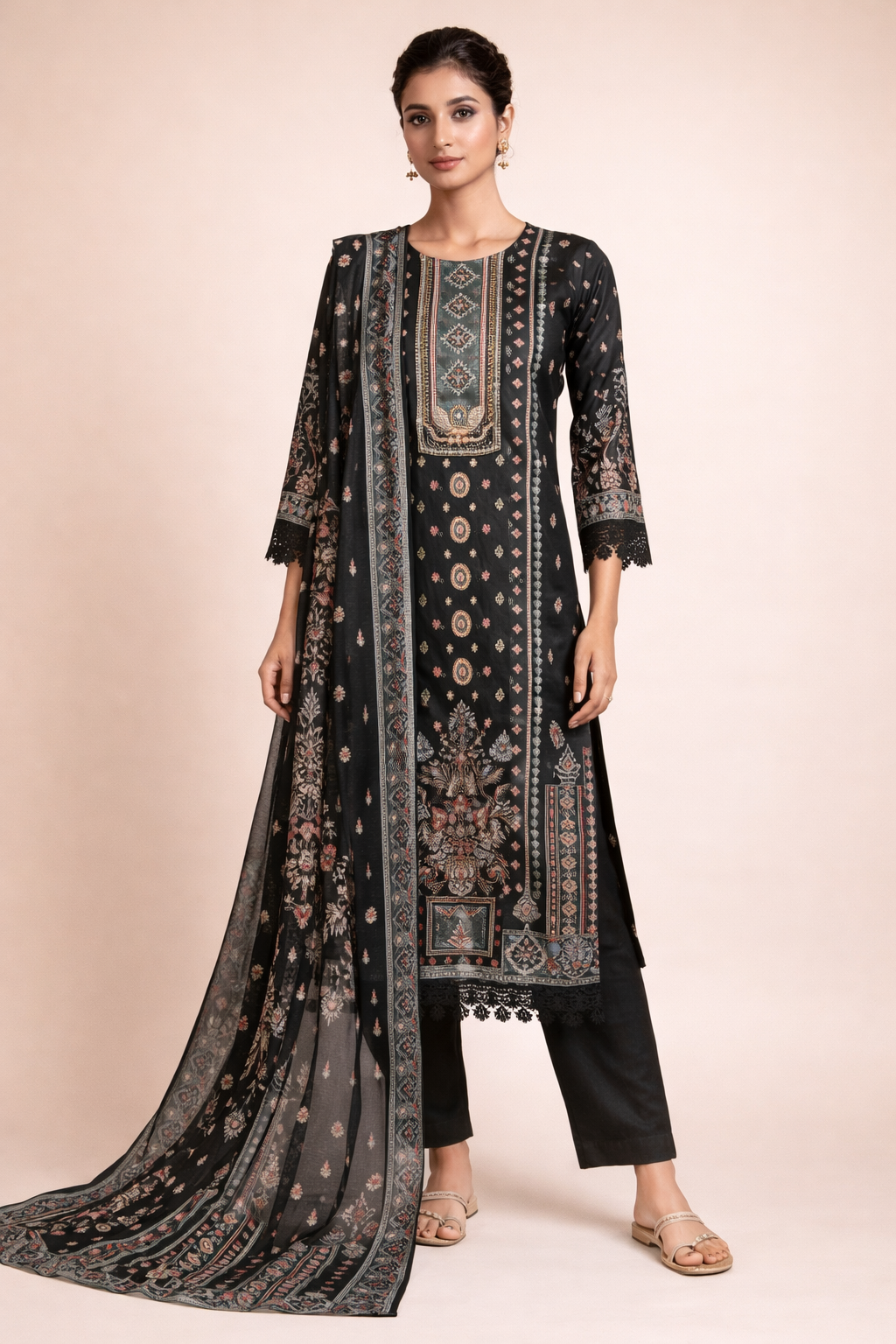 Afreen Muslin Black Suit set