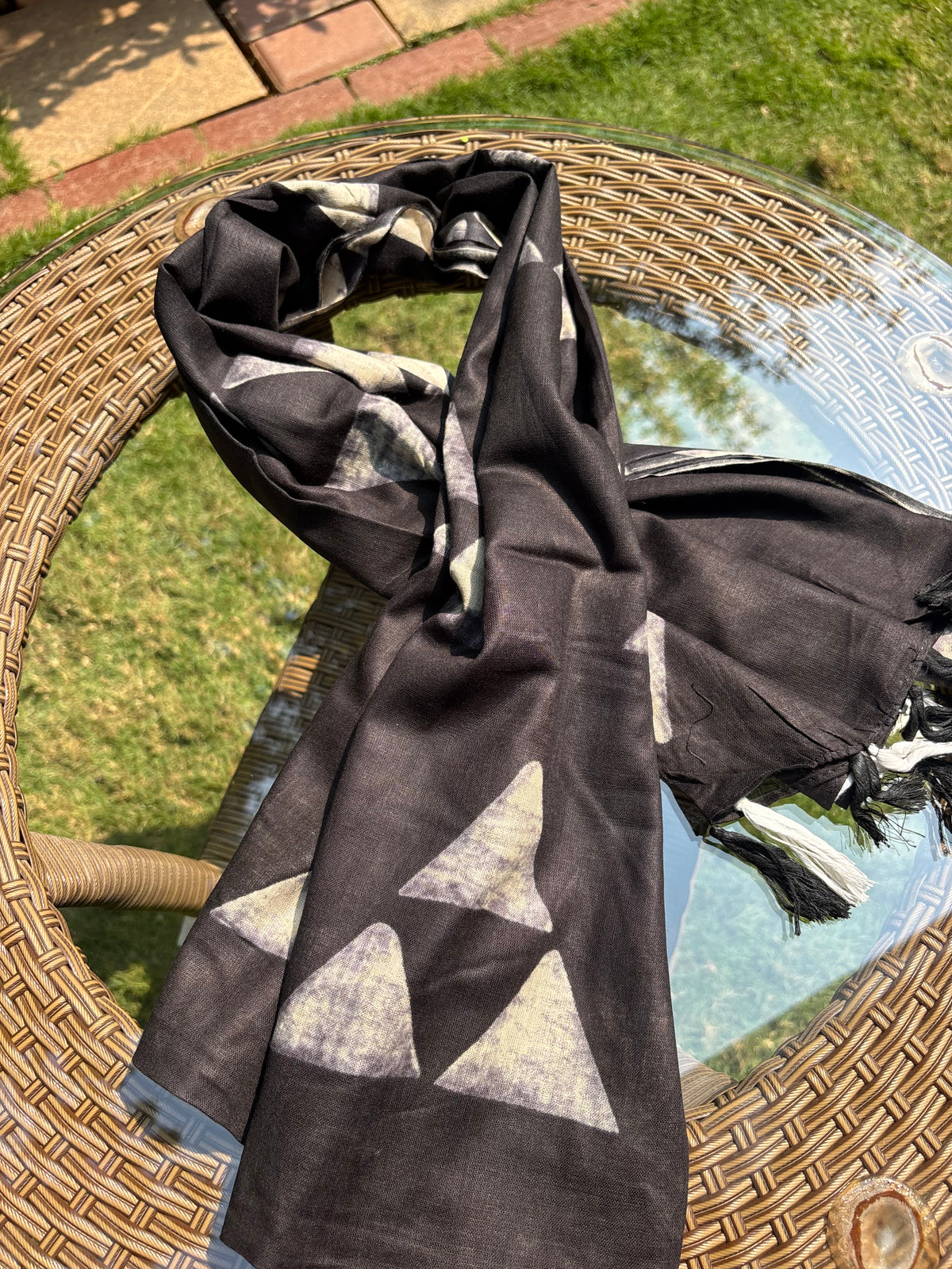 Black, Beige Geometric Cotton Dupatta Sterling House