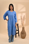 Blue Modal Chikankari Readymade Kurta