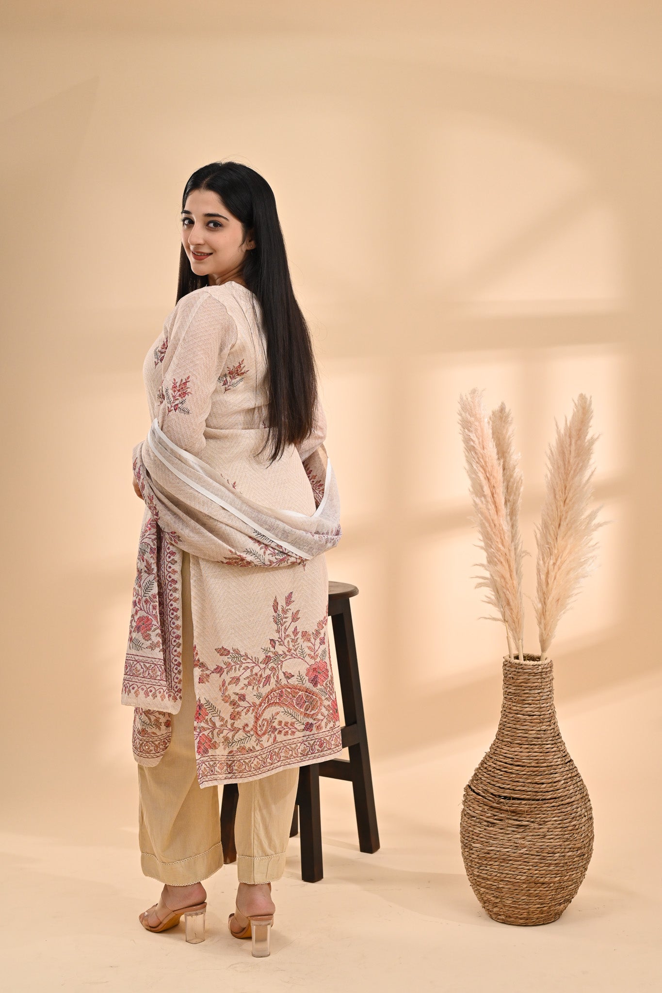 Beige Printed Cotton Readymade Set Sterling House