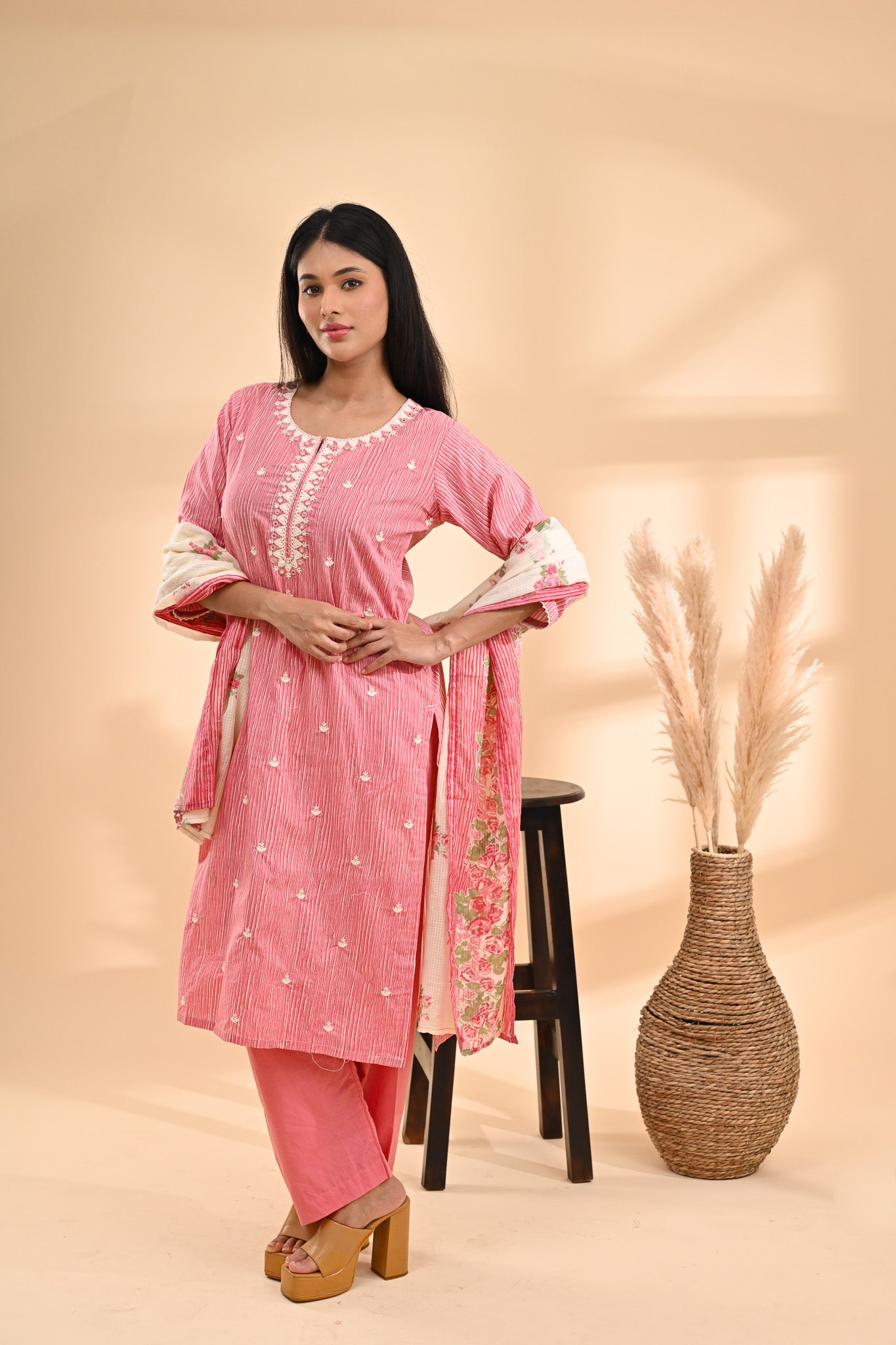 Pink Cotton Readymade Set Sterling House