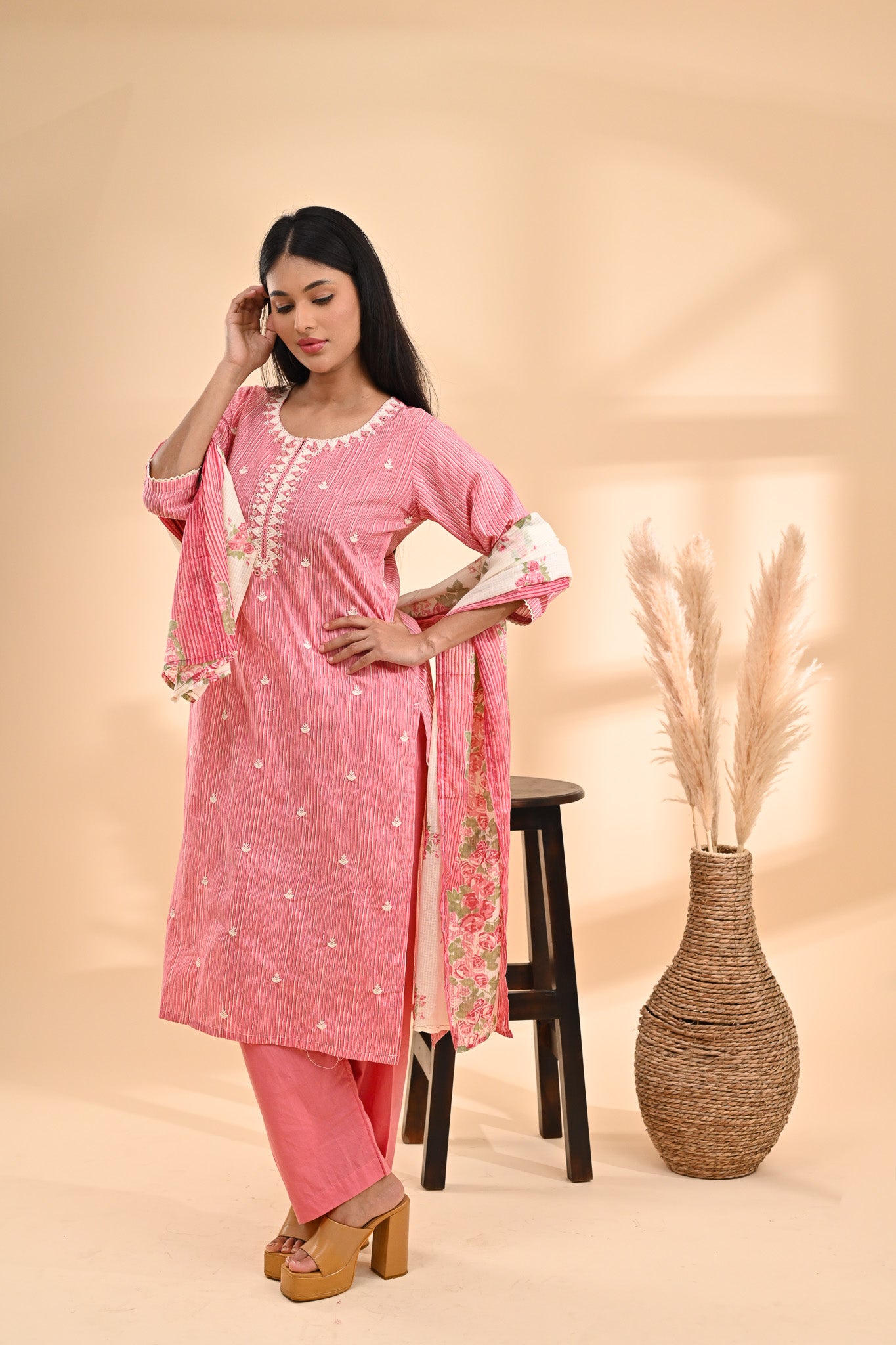 Pink Cotton Readymade Set Sterling House