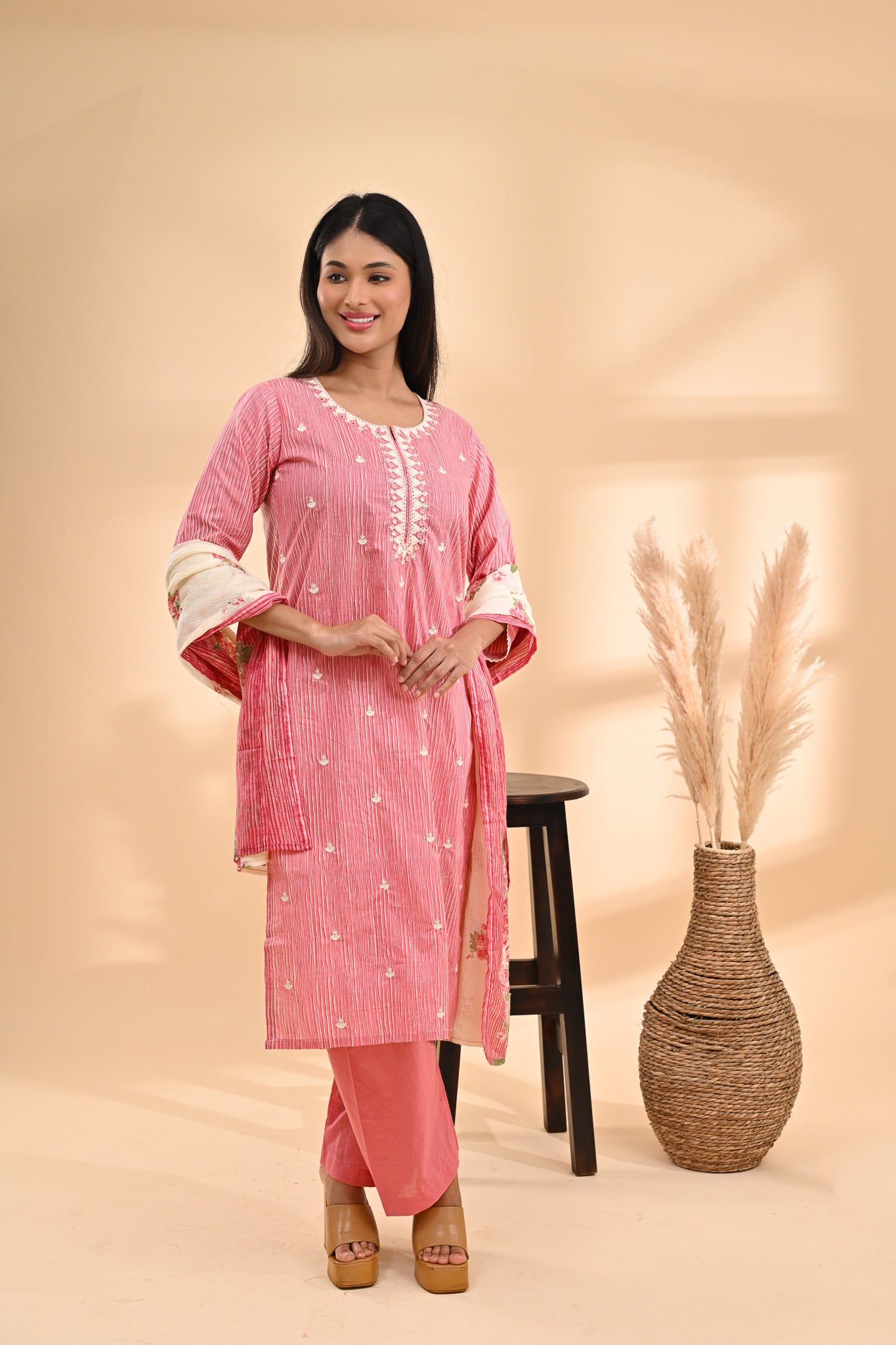 Pink Cotton Readymade Suit Sterling House