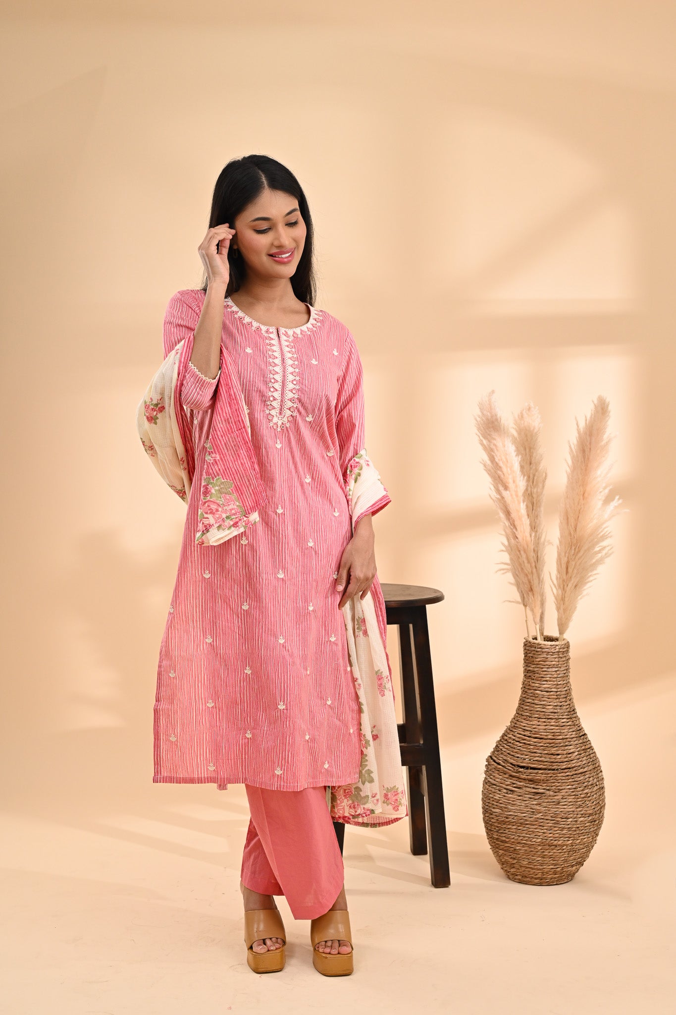 Pink Cotton Readymade Suit Sterling House