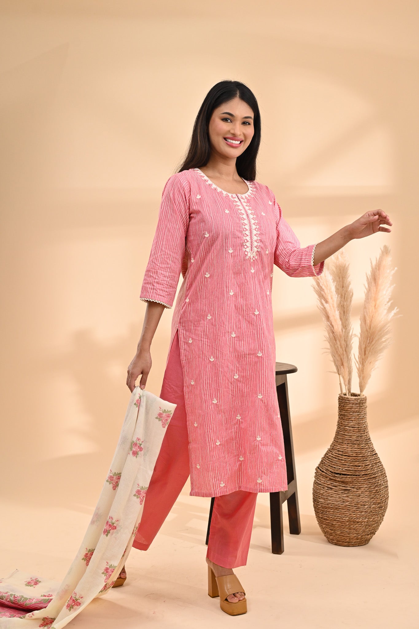 Pink Cotton Readymade Suit Sterling House