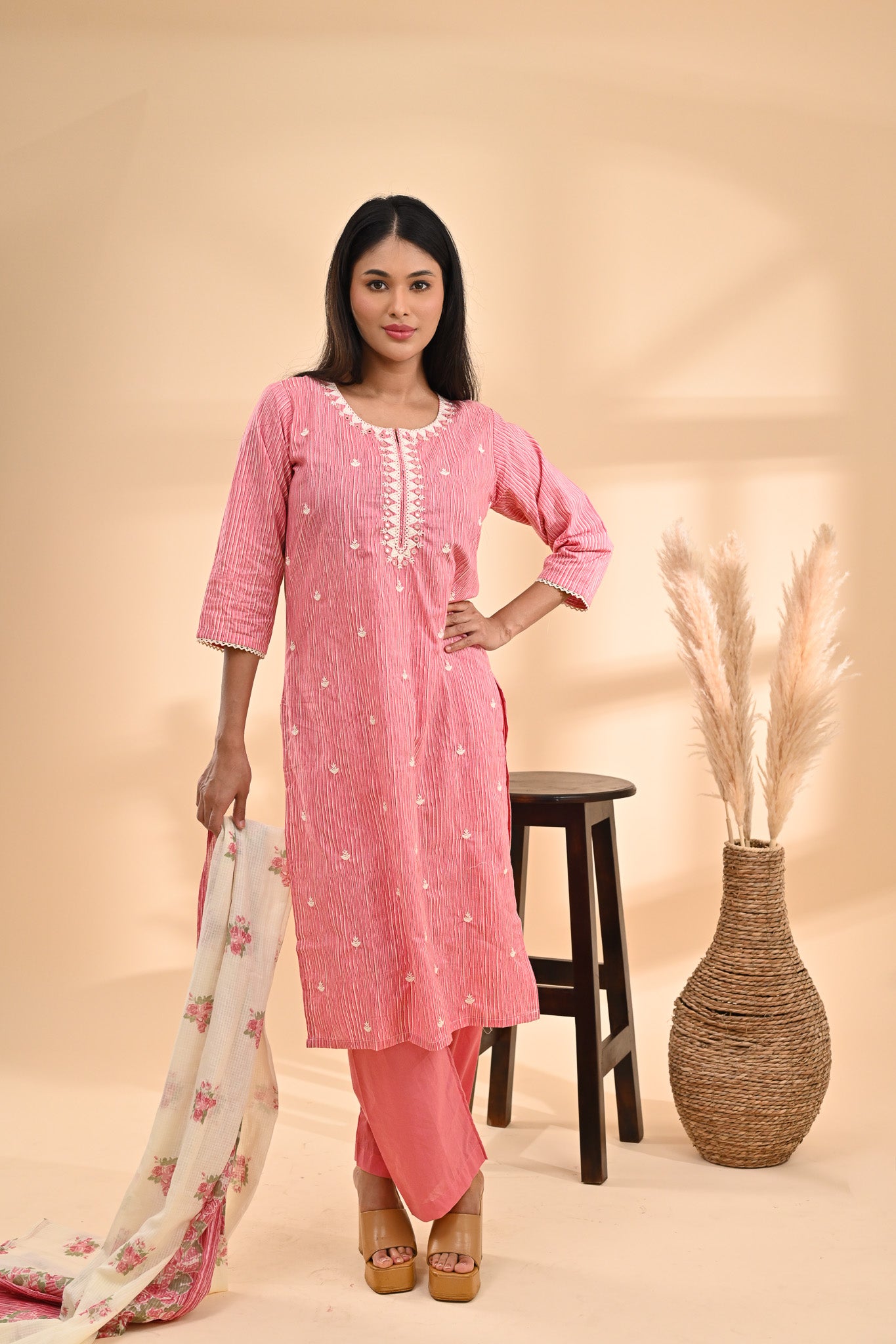 Pink Cotton Readymade Suit Sterling House