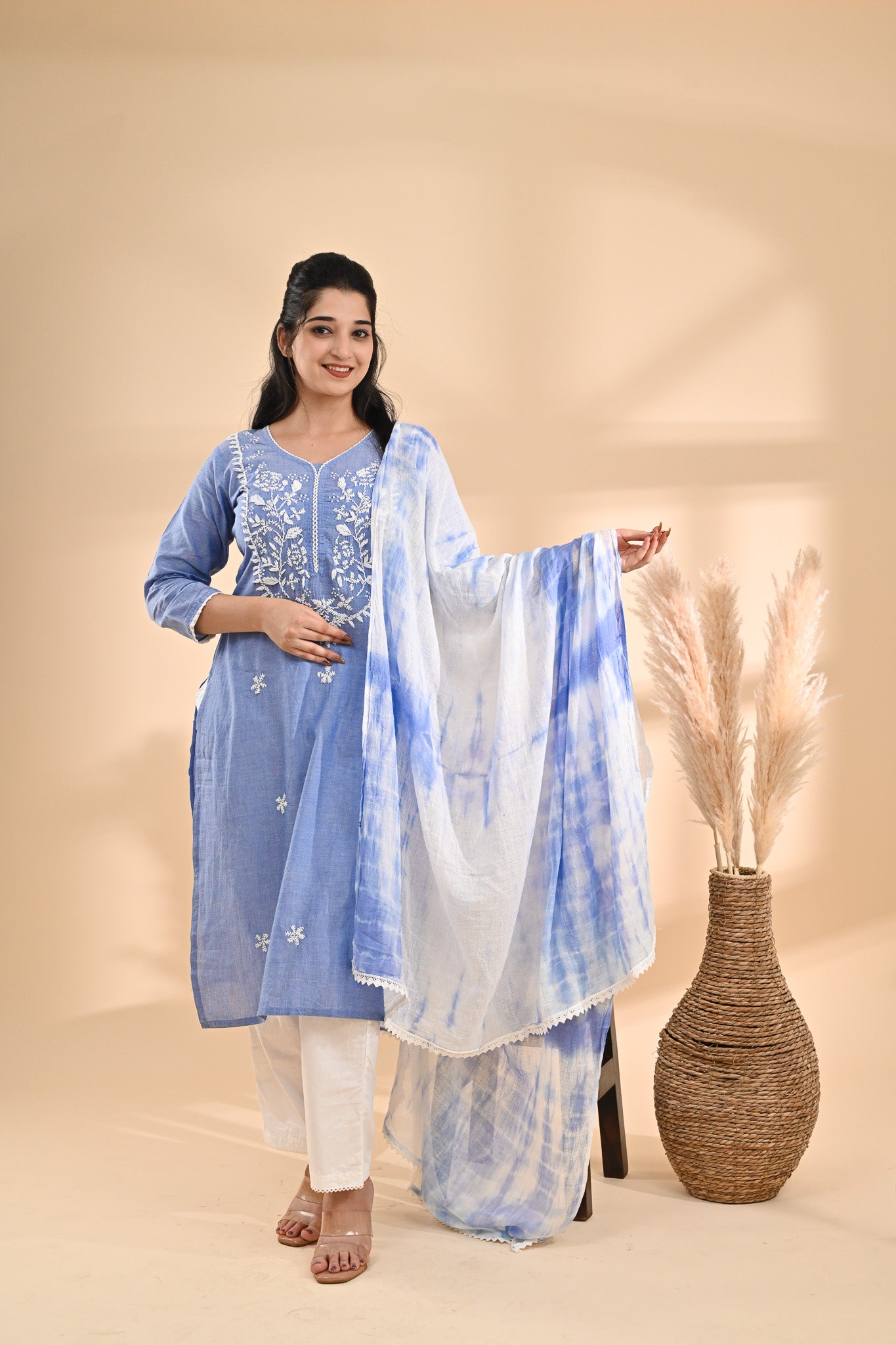 Powder Blue Cotton Readymade Set Sterling House