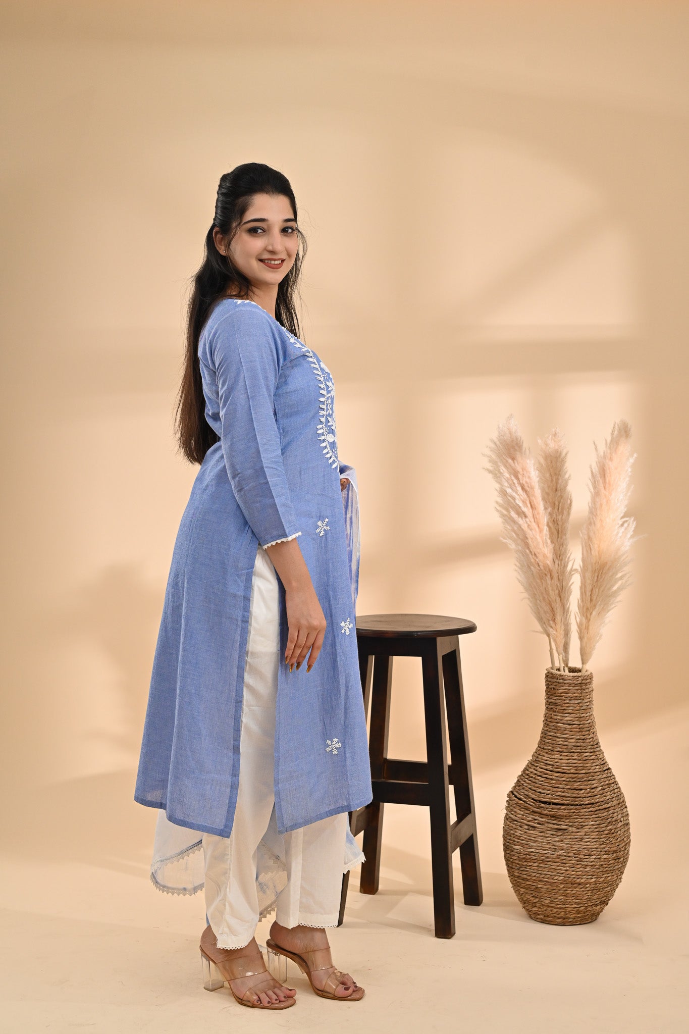 Powder Blue Cotton Readymade Set Sterling House