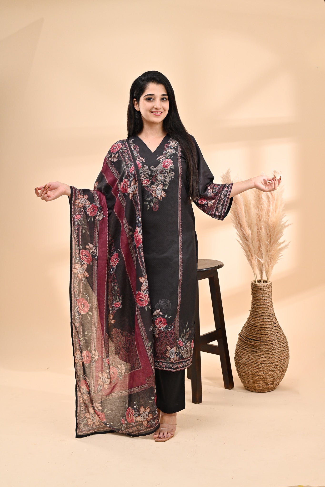 Black Muslin Readymade Set Sterling House