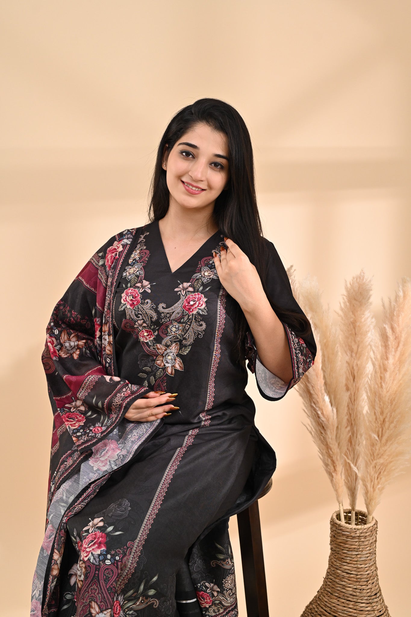 Black Muslin Readymade Set Sterling House