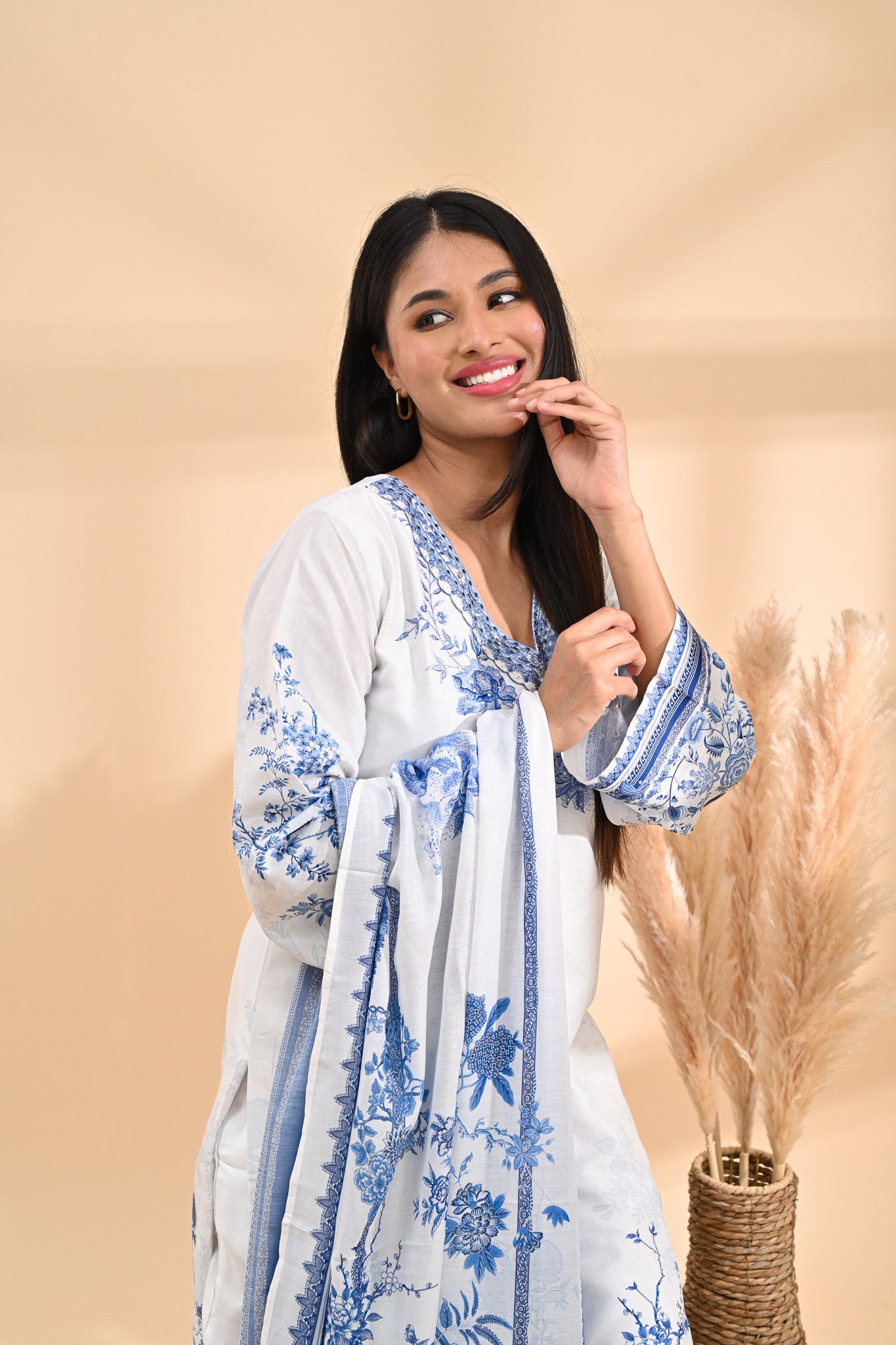White Muslin Readymade Set Sterling House
