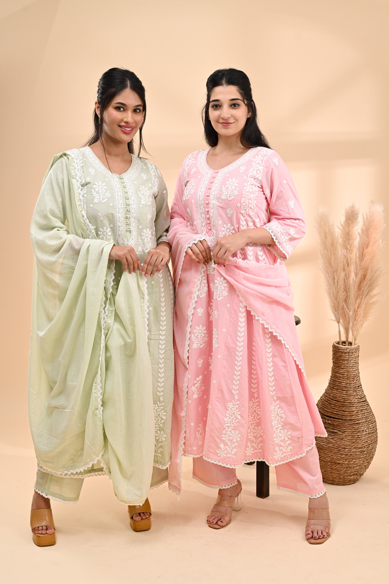 Pink Anarkali Cotton Readymade Set Sterling House