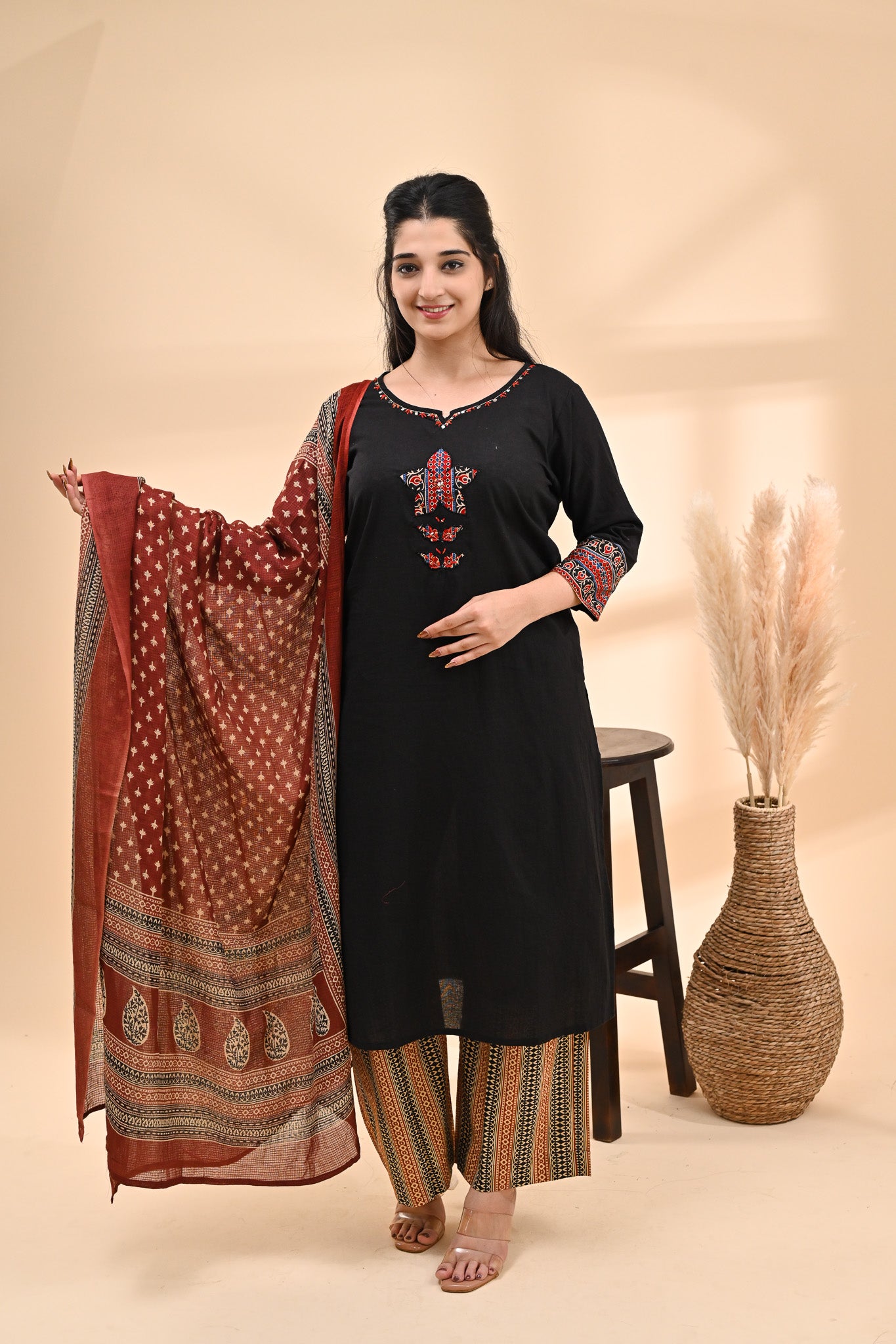 Black Cotton Readymade Set Sterling House