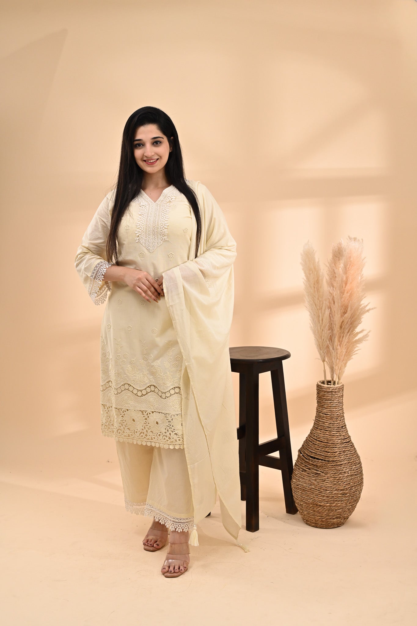 Off-White Cotton Readymade Set Sterling House
