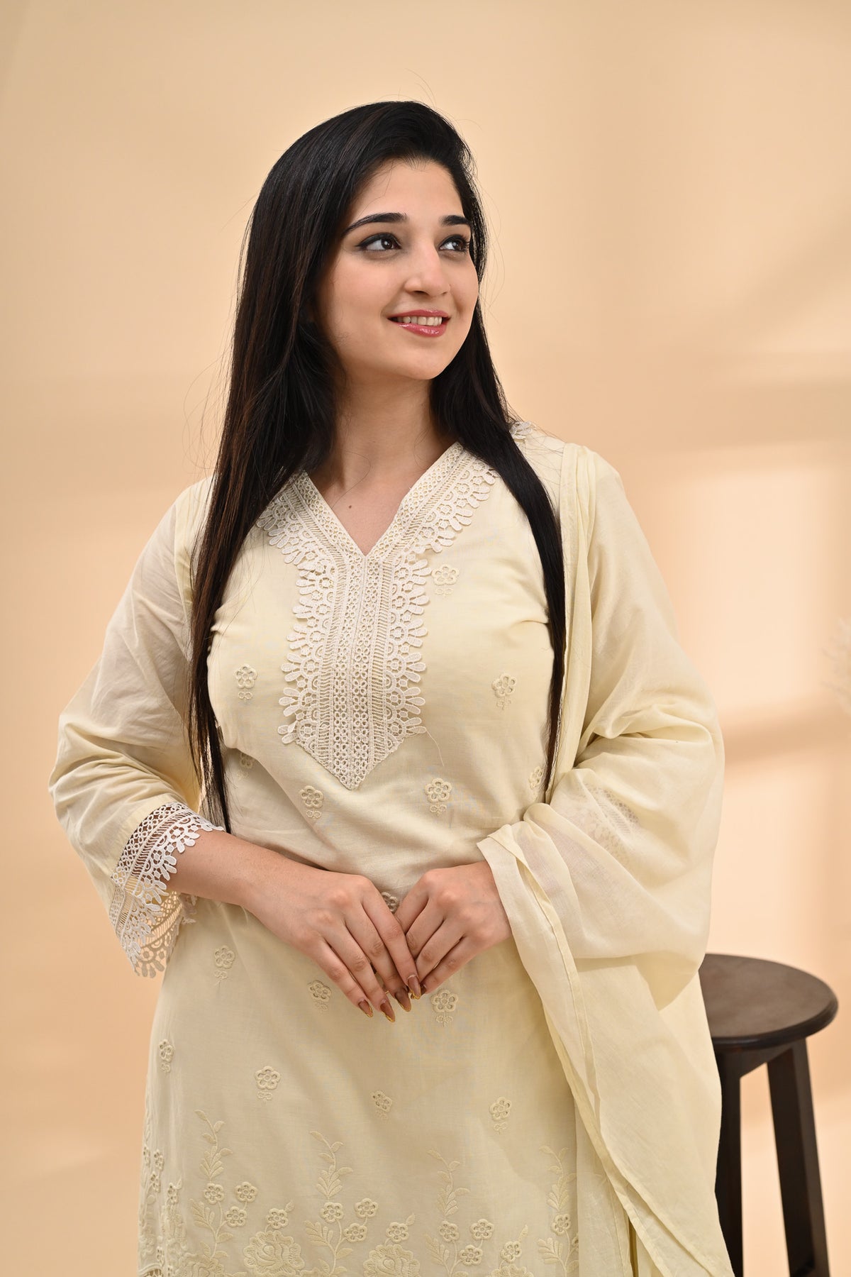 Off-White Cotton Readymade Set Sterling House