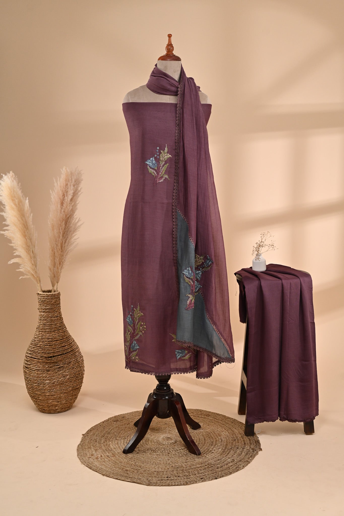 Mauve Cotton Unstitched Suit Sterling House
