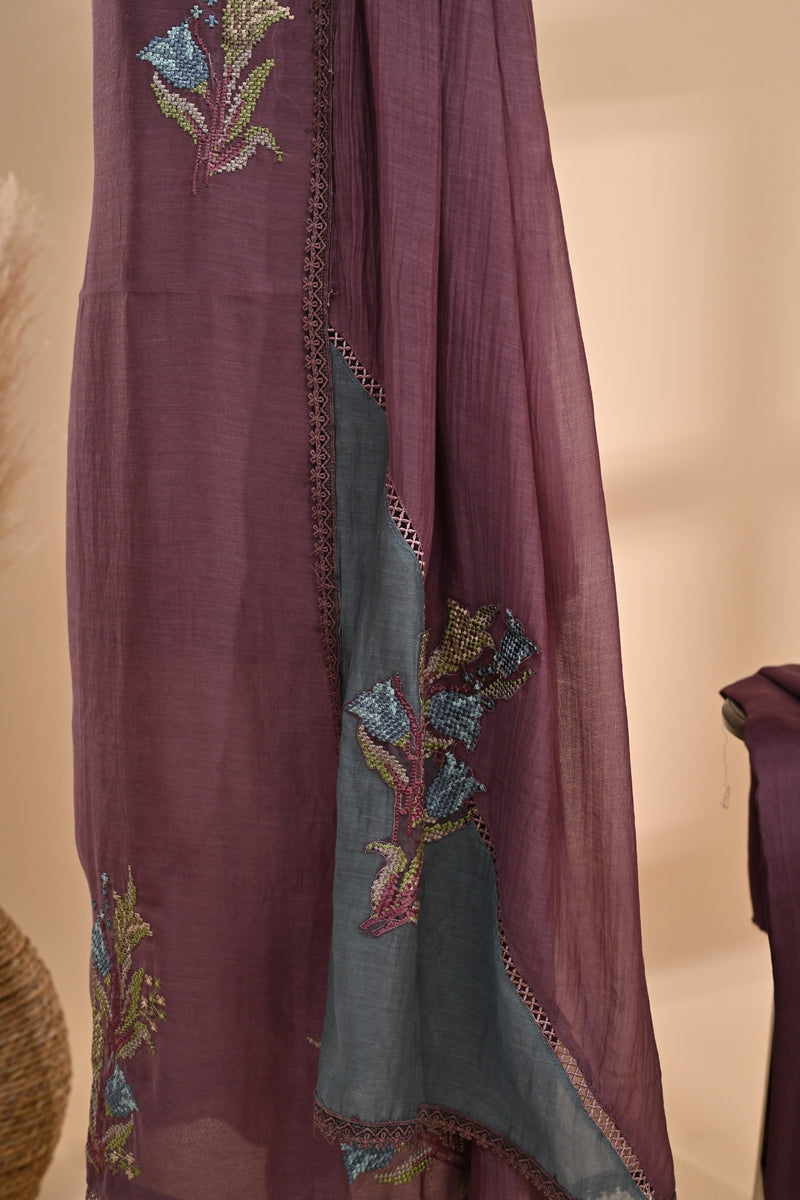 Mauve Cotton Unstitched Suit Sterling House