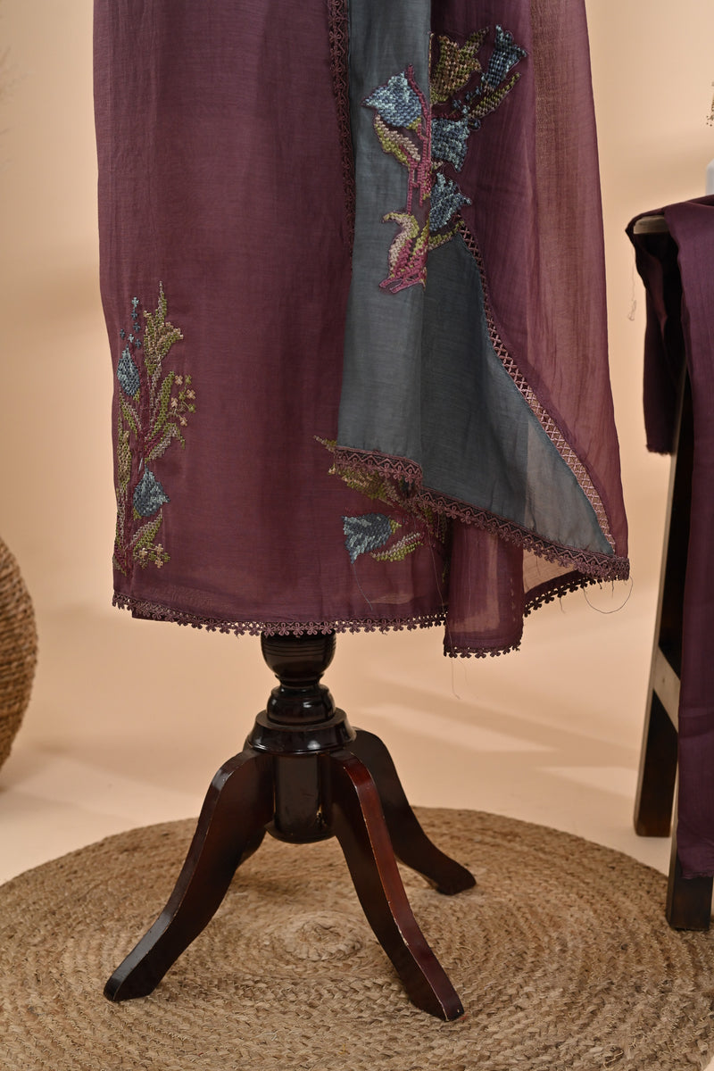 Mauve Cotton Unstitched Suit Sterling House