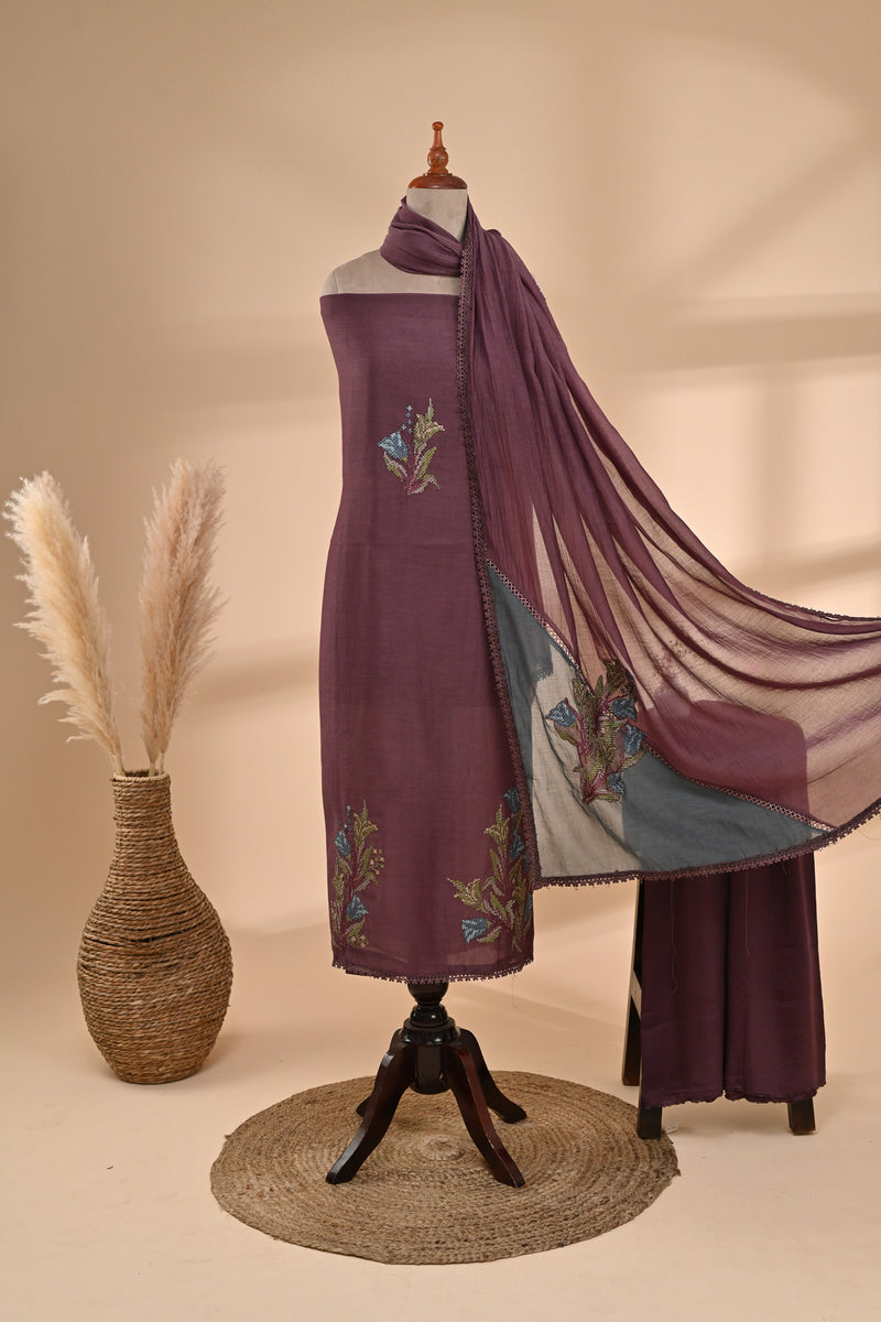 Mauve Cotton Unstitched Suit Sterling House